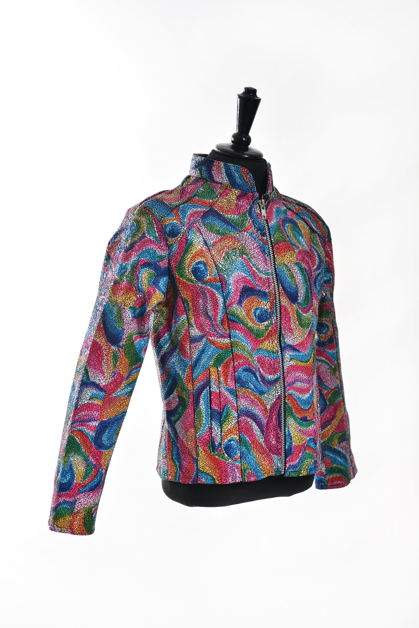 Kids Psychedelic Rainbow Swirl Leather Jacket california