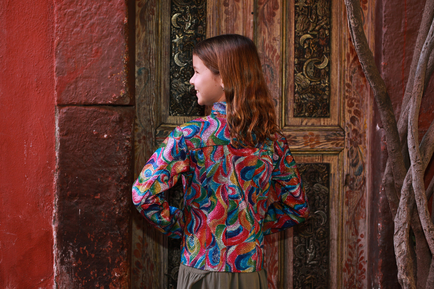 Kids Psychedelic Rainbow Swirl Leather Jacket san francisco