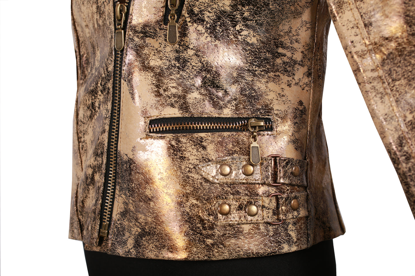 Kids Rockstar Metallic Leather Moto Jacket – Gold california