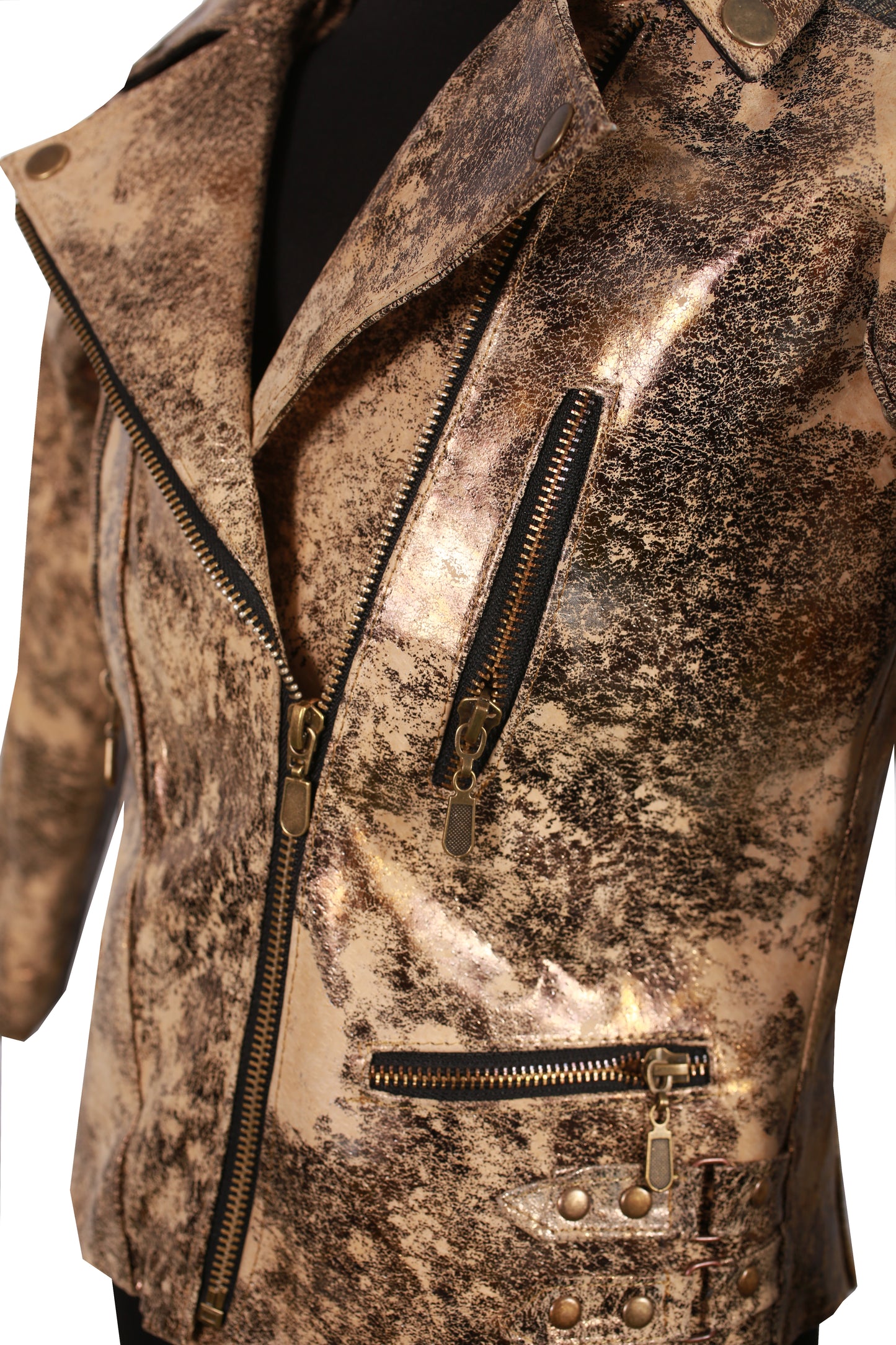 Kids Rockstar Metallic Leather Moto Jacket – Gold new york
