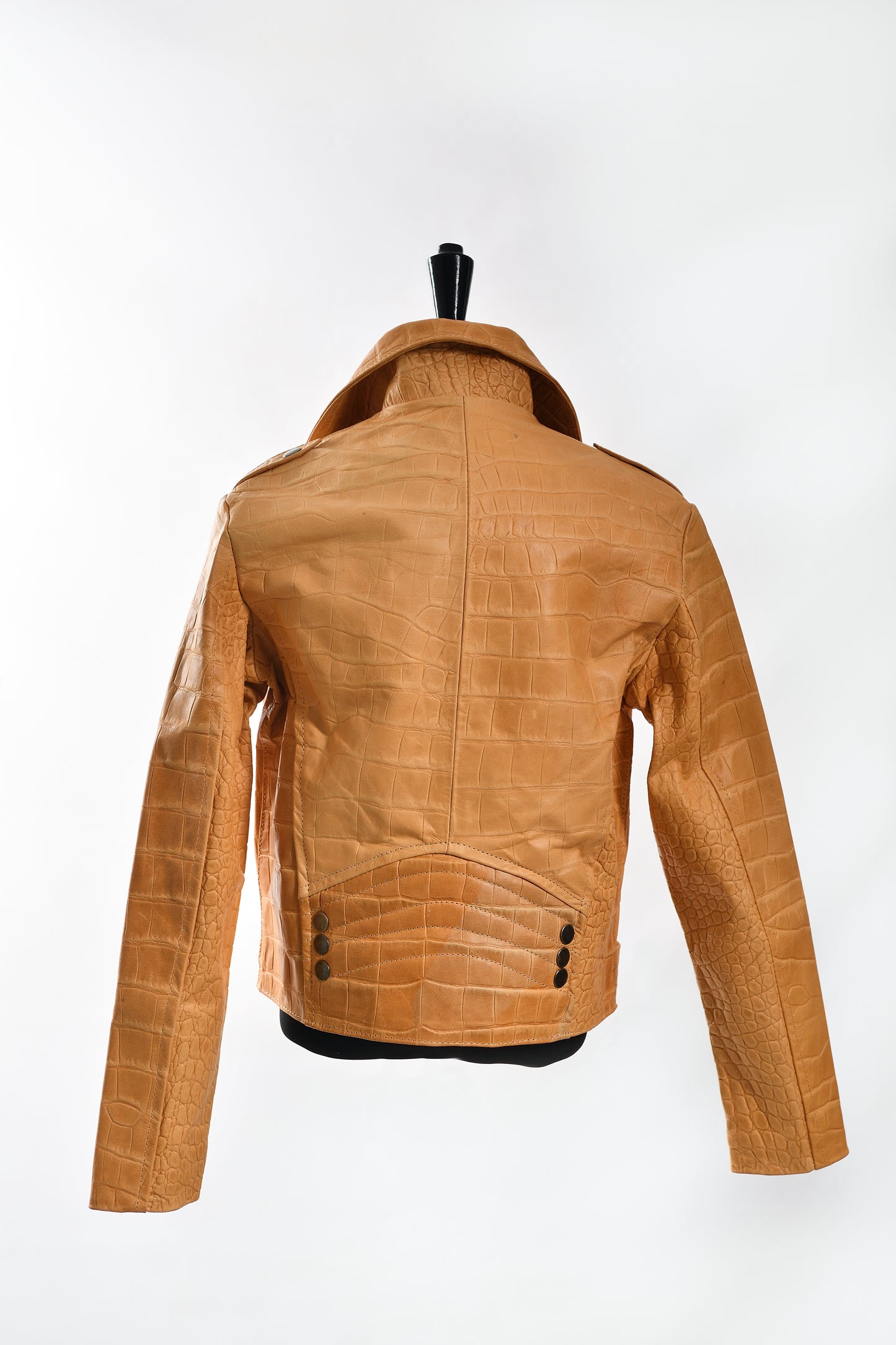 Kids Yellow Crocodile-Embossed Leather Biker Jacket new york