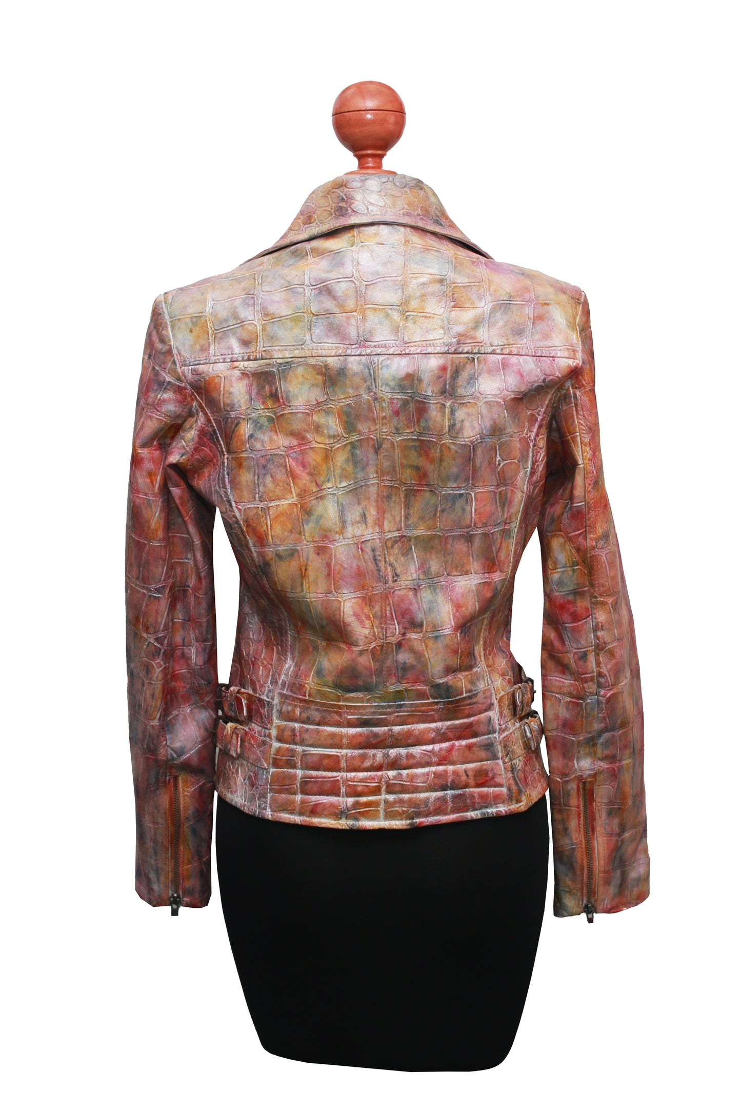 Vivid Croc Leather Biker – Hand-Stained Artistic Expression