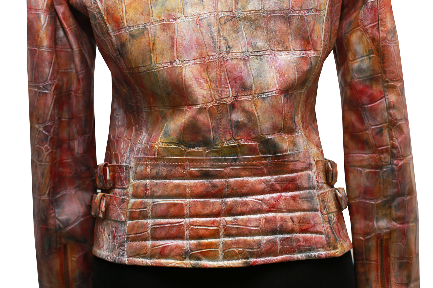 Vivid Croc Leather Biker – Hand-Stained Artistic Expression