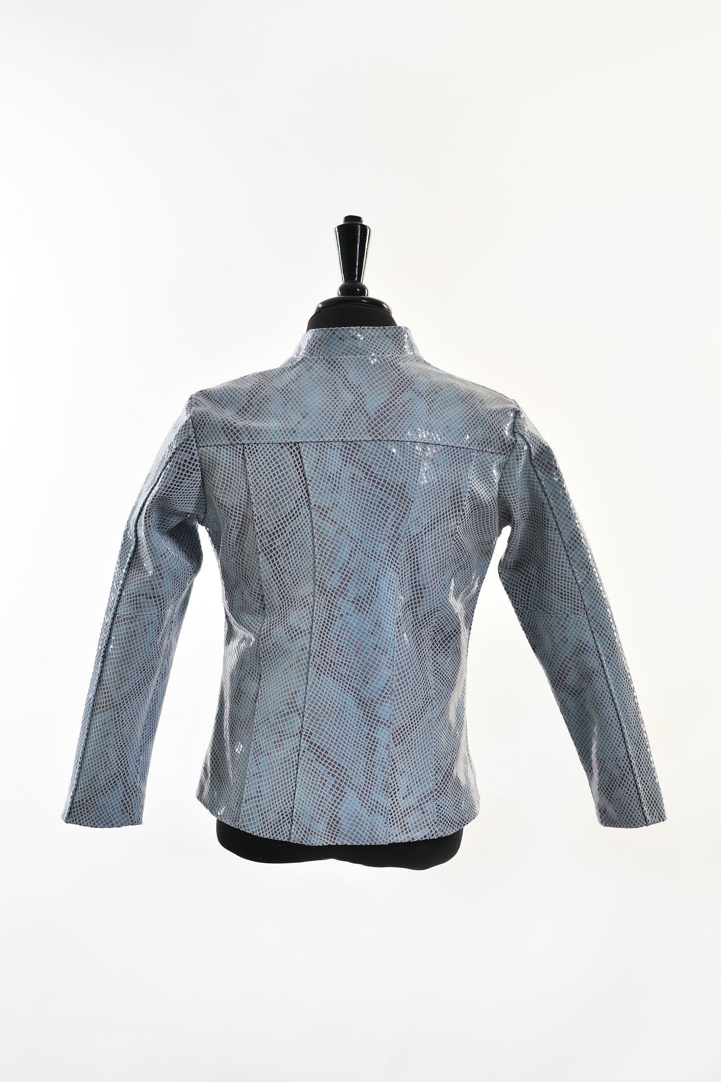 Light Blue Snake-Texture Zip-Up Leather Jacket – Girls los angeles