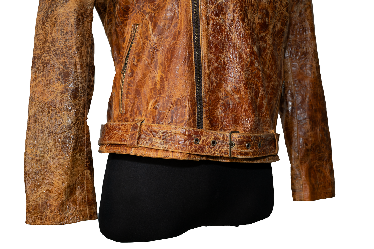 Hand-Treated Distressed Leather Biker Jacket