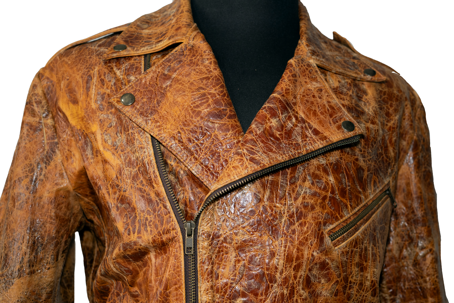 Hand-Treated Distressed Leather Biker Jacket