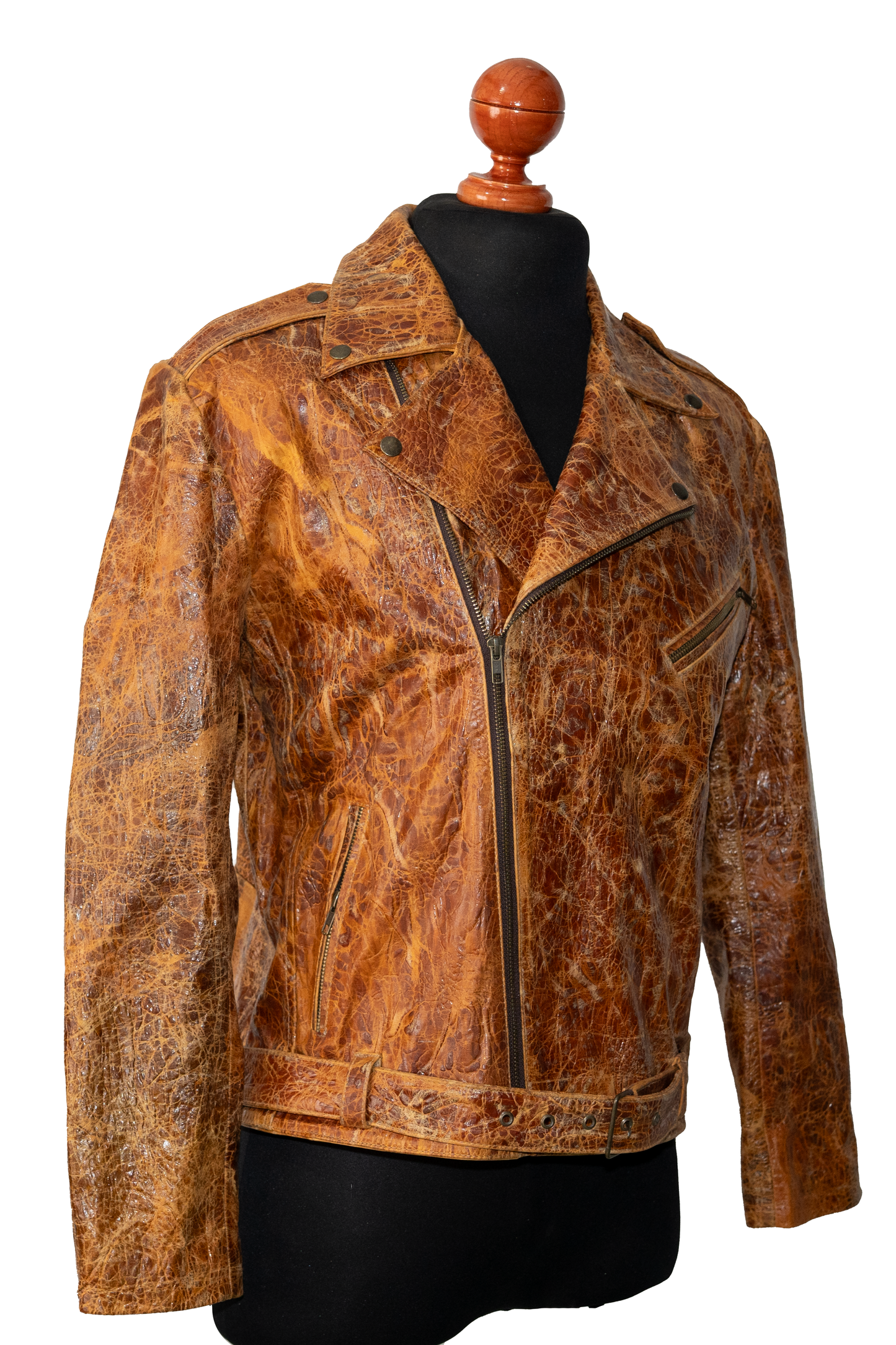 Hand-Treated Distressed Leather Biker Jacket