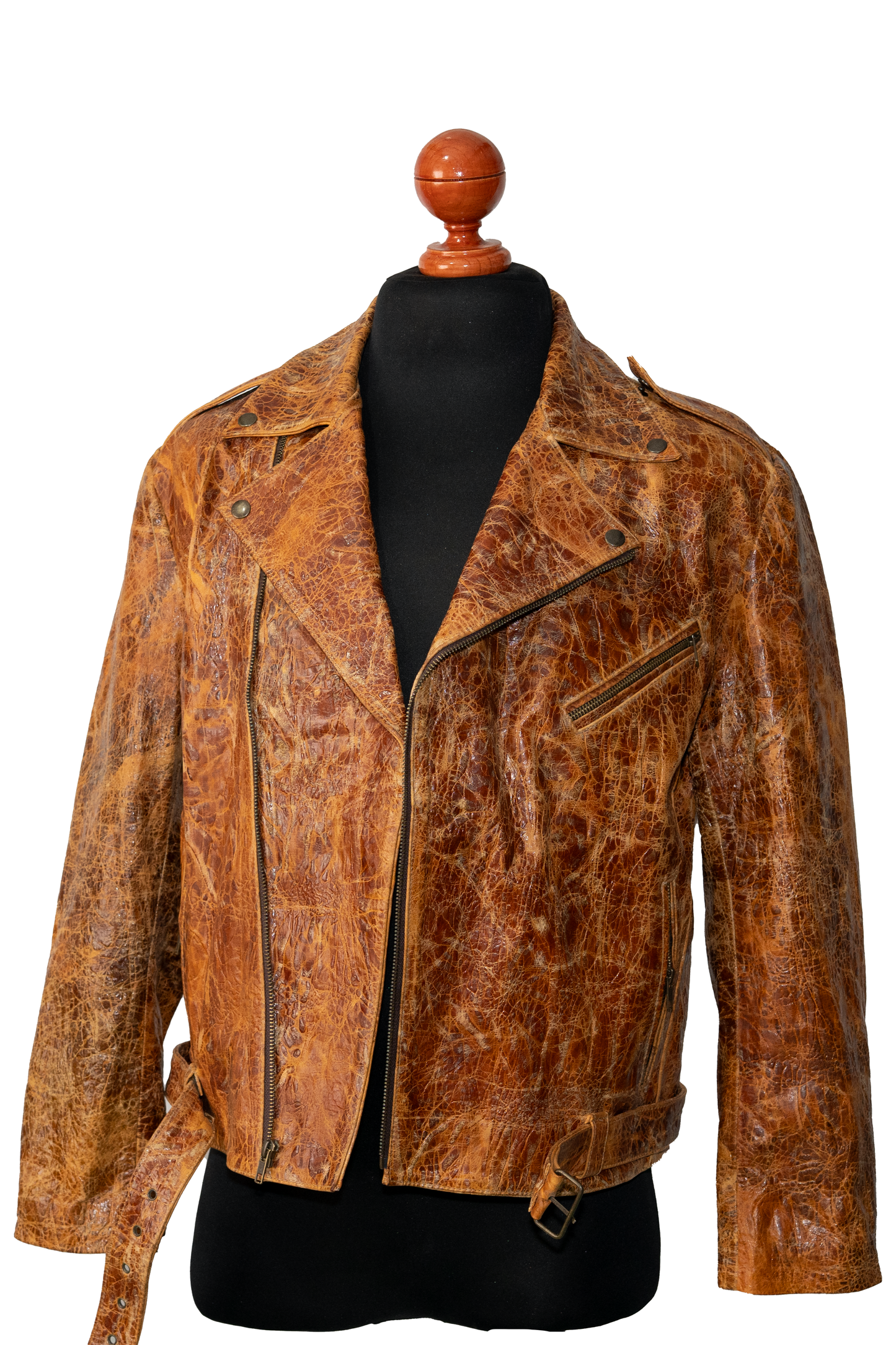 Hand-Treated Distressed Leather Biker Jacket