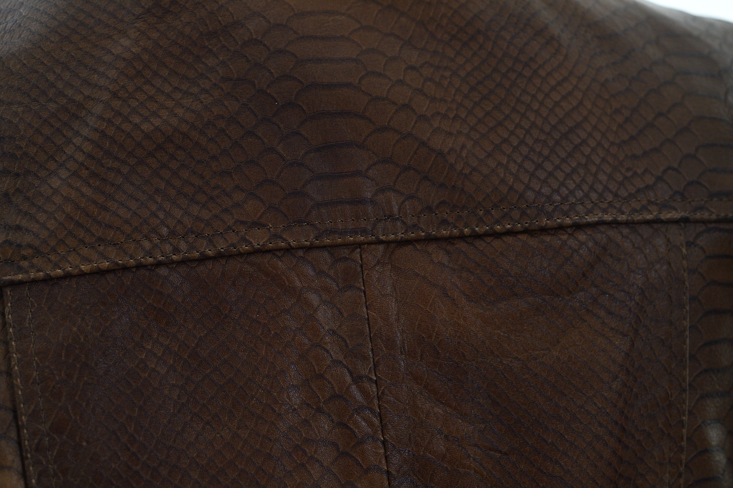 Mens Classic Brown Python-Textured Leather Jacket Exotic new york
