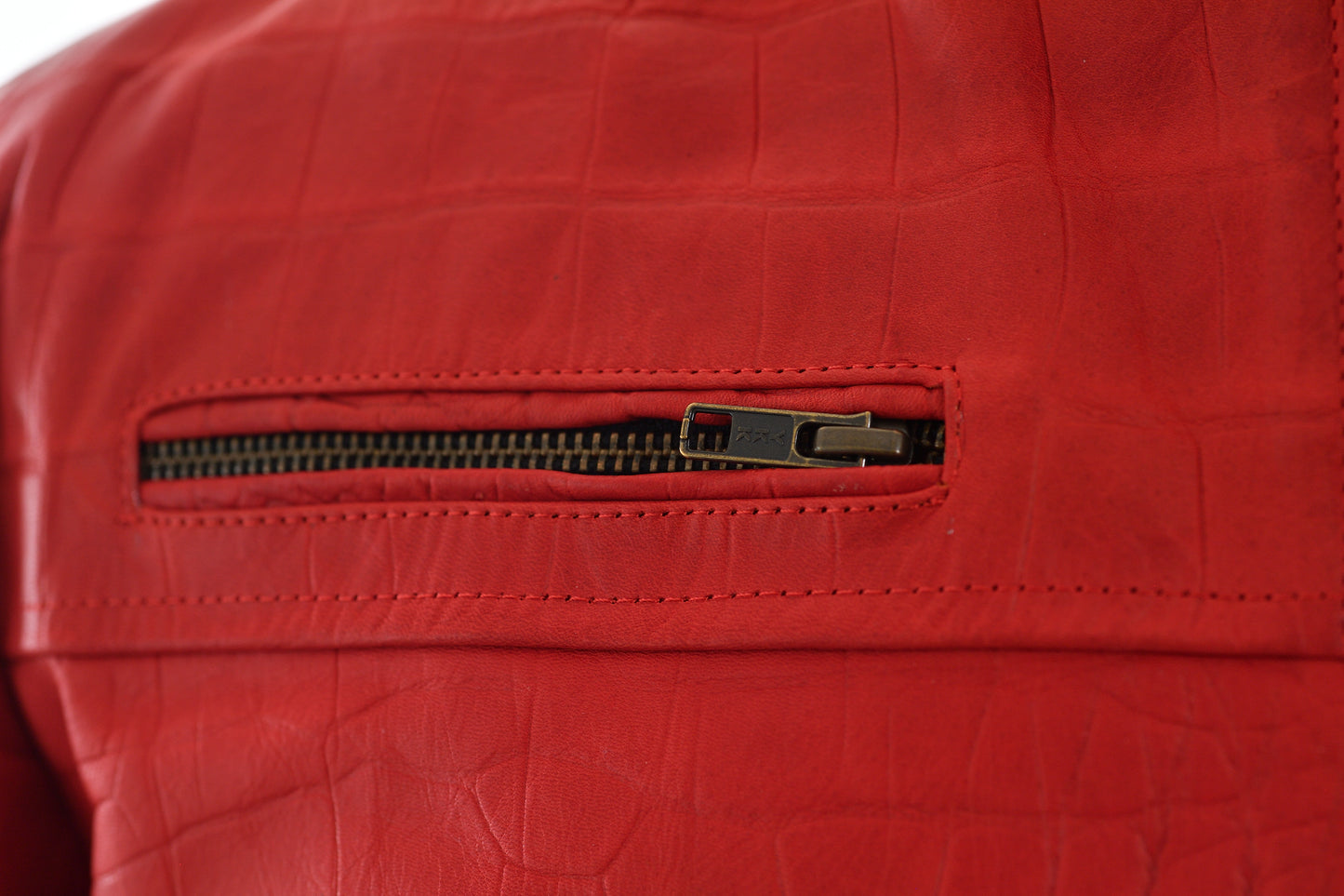 Red Crocodile-Embossed Leather Biker Jacket for Men los angeles