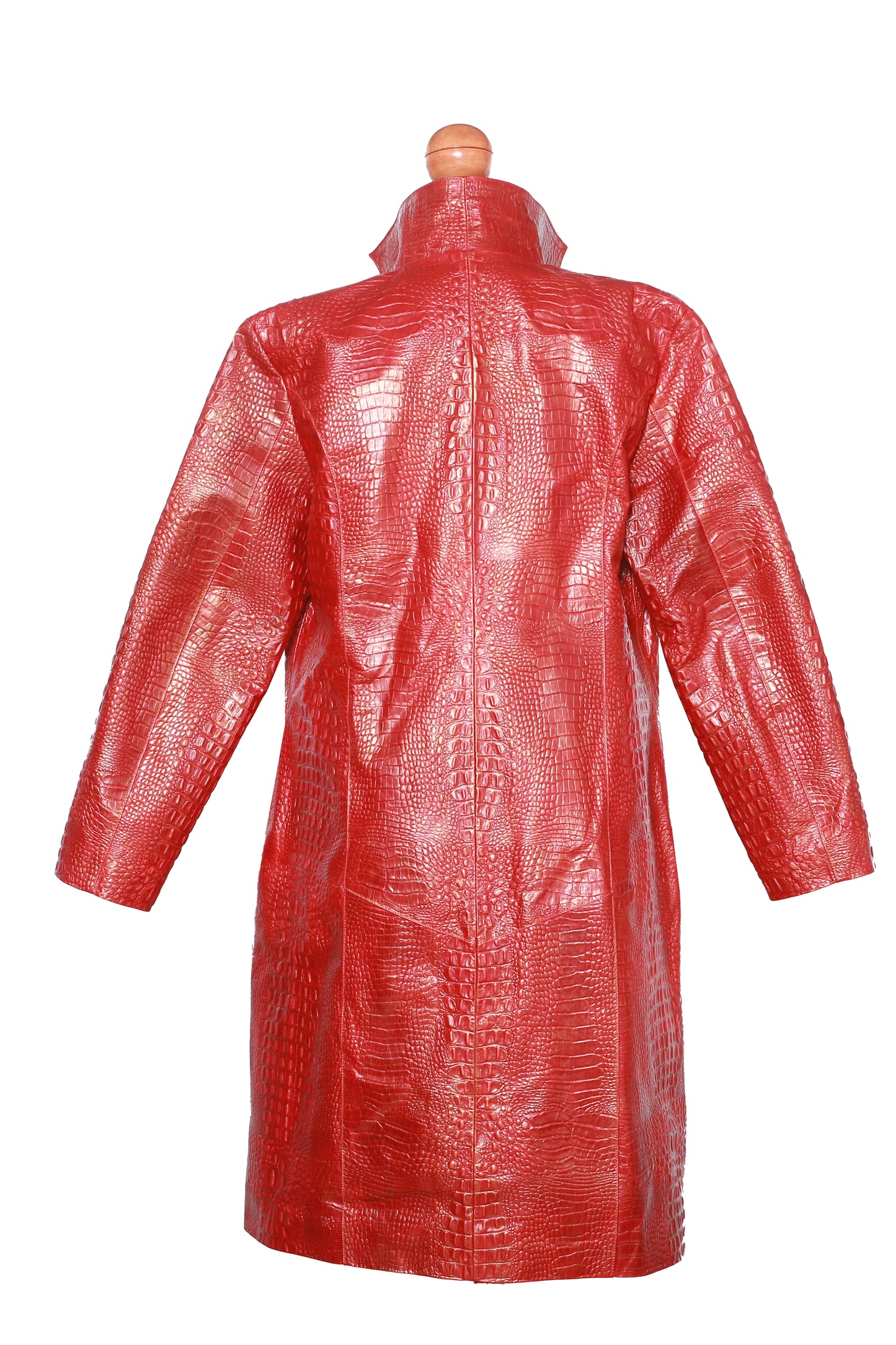 Red & Gold Statement Leather Trench california