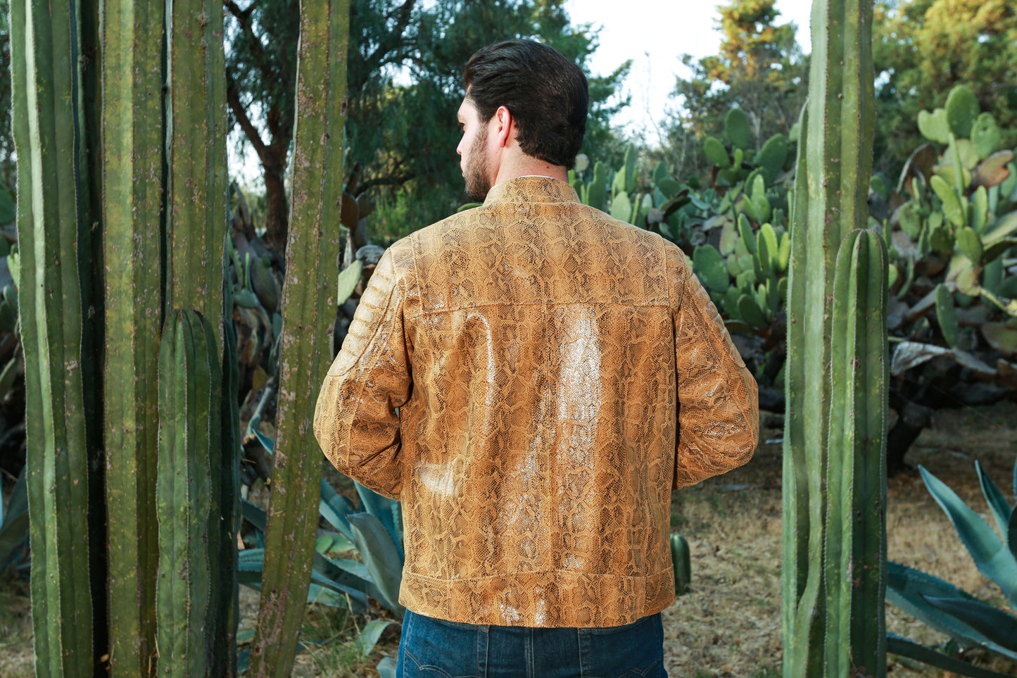 Rustic Python Texture Jacket for Men denver