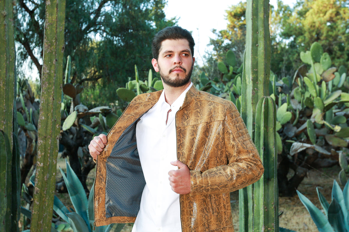 Rustic Python Texture Jacket for Men san diego