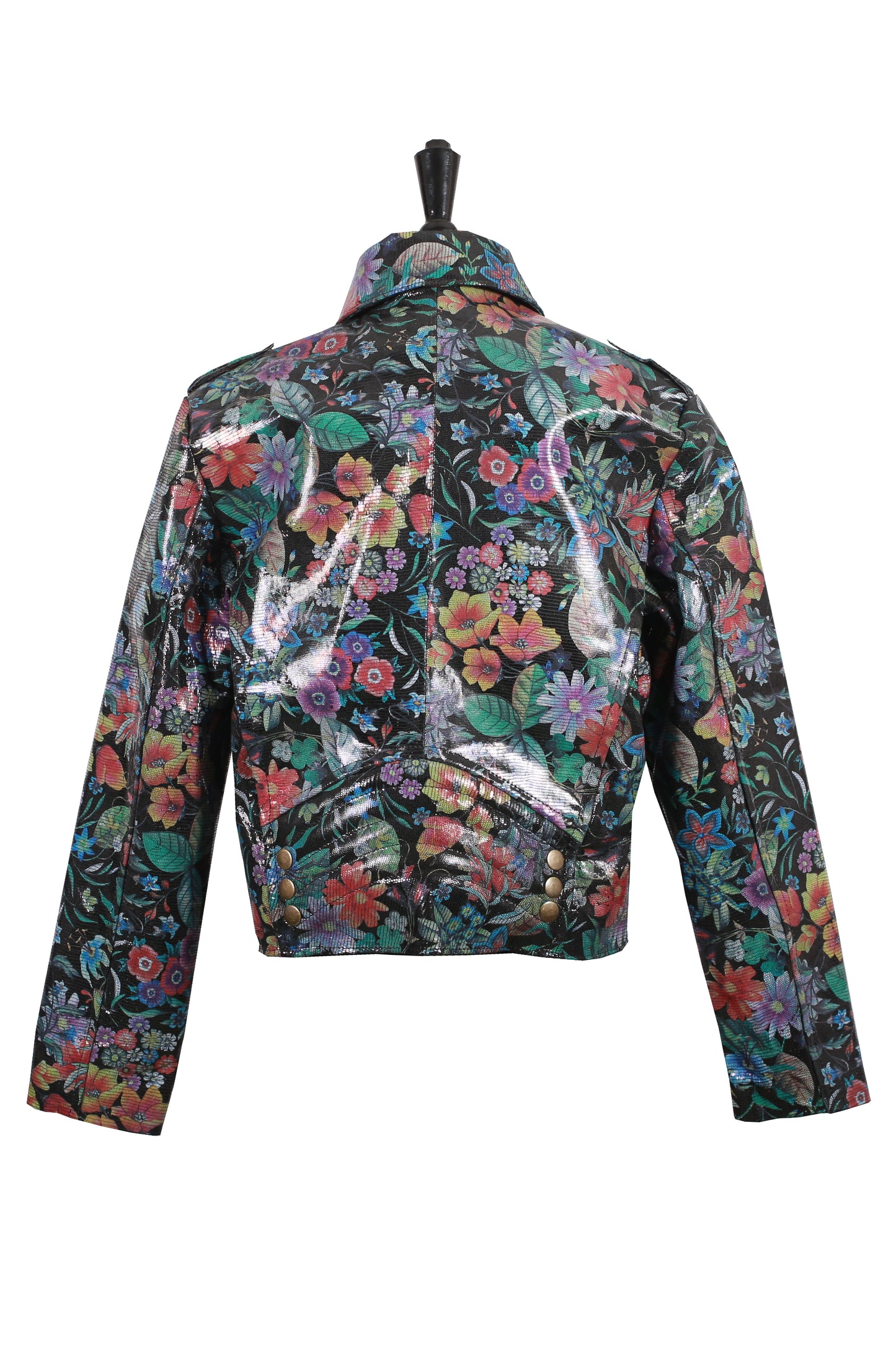 Shiny Floral Print Leather Jacket for Kids houston