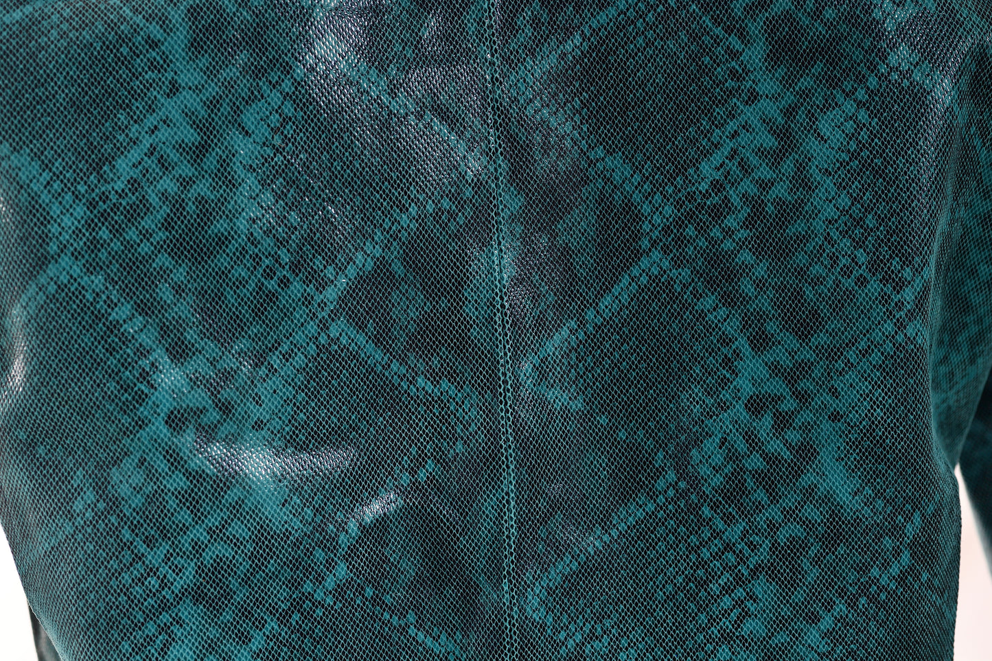 Teal Snake-Textured Leather Moto Jacket for Men new york