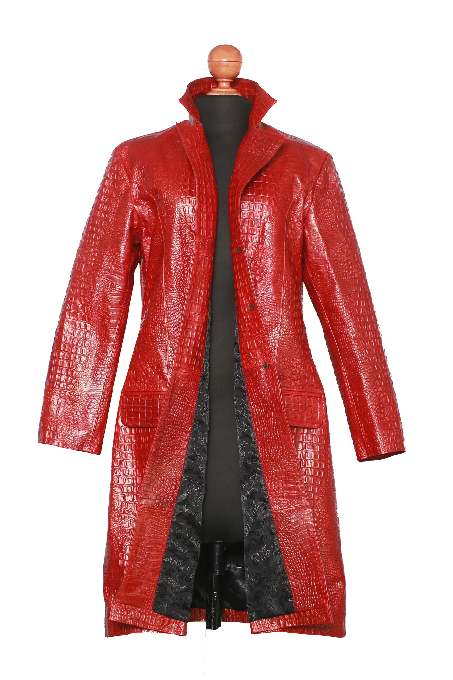 Red & Gold Statement Leather Trench