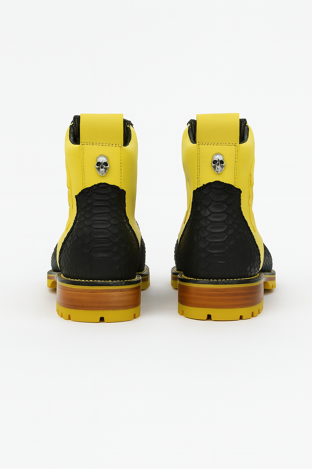 Two-Tone Black Python & Yellow Leather Boots texas