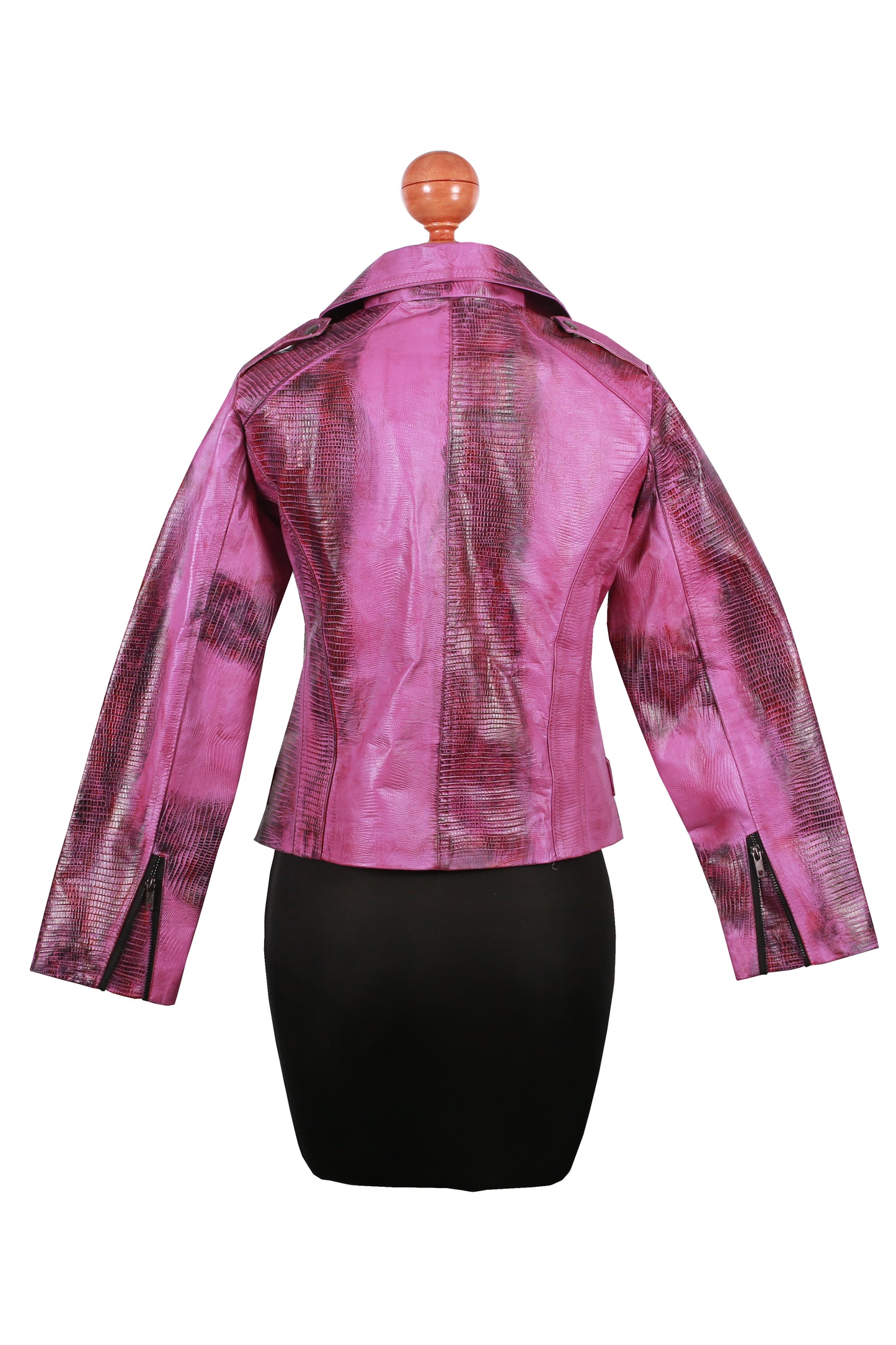 Ultra Violet Embossed Leather Moto Jacket – Glossy Lizard Texture new york