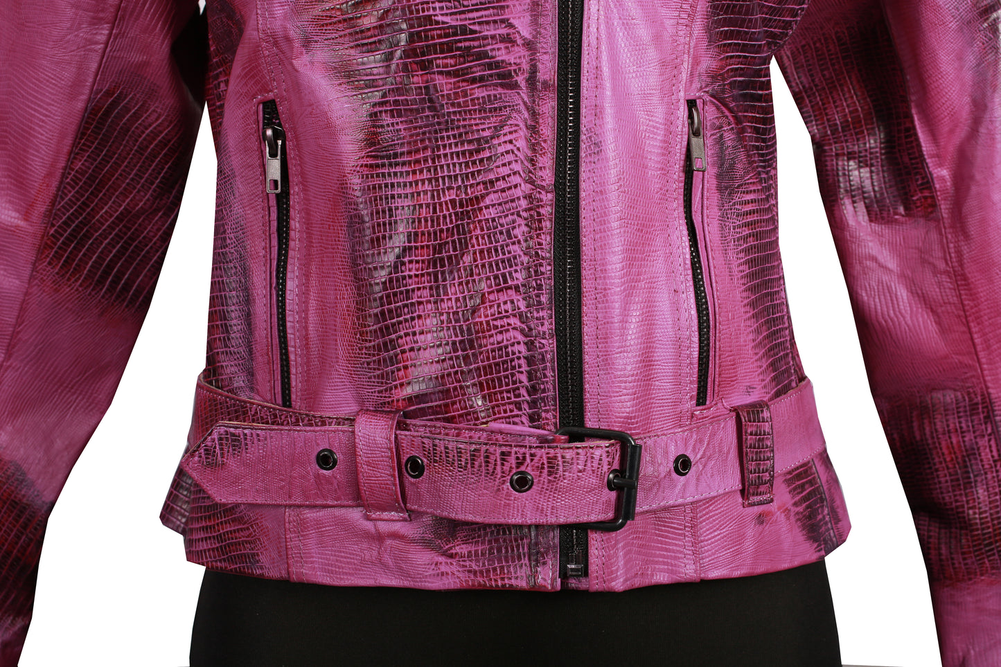 Ultra Violet Embossed Leather Moto Jacket – Glossy Lizard Texture texas