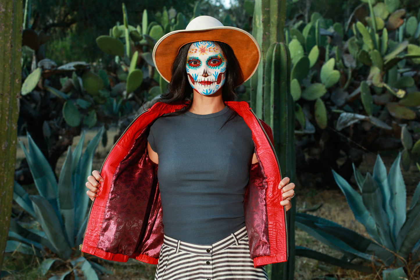 Women’s Croc-Print Leather Jacket in Fiery Red oklahoma