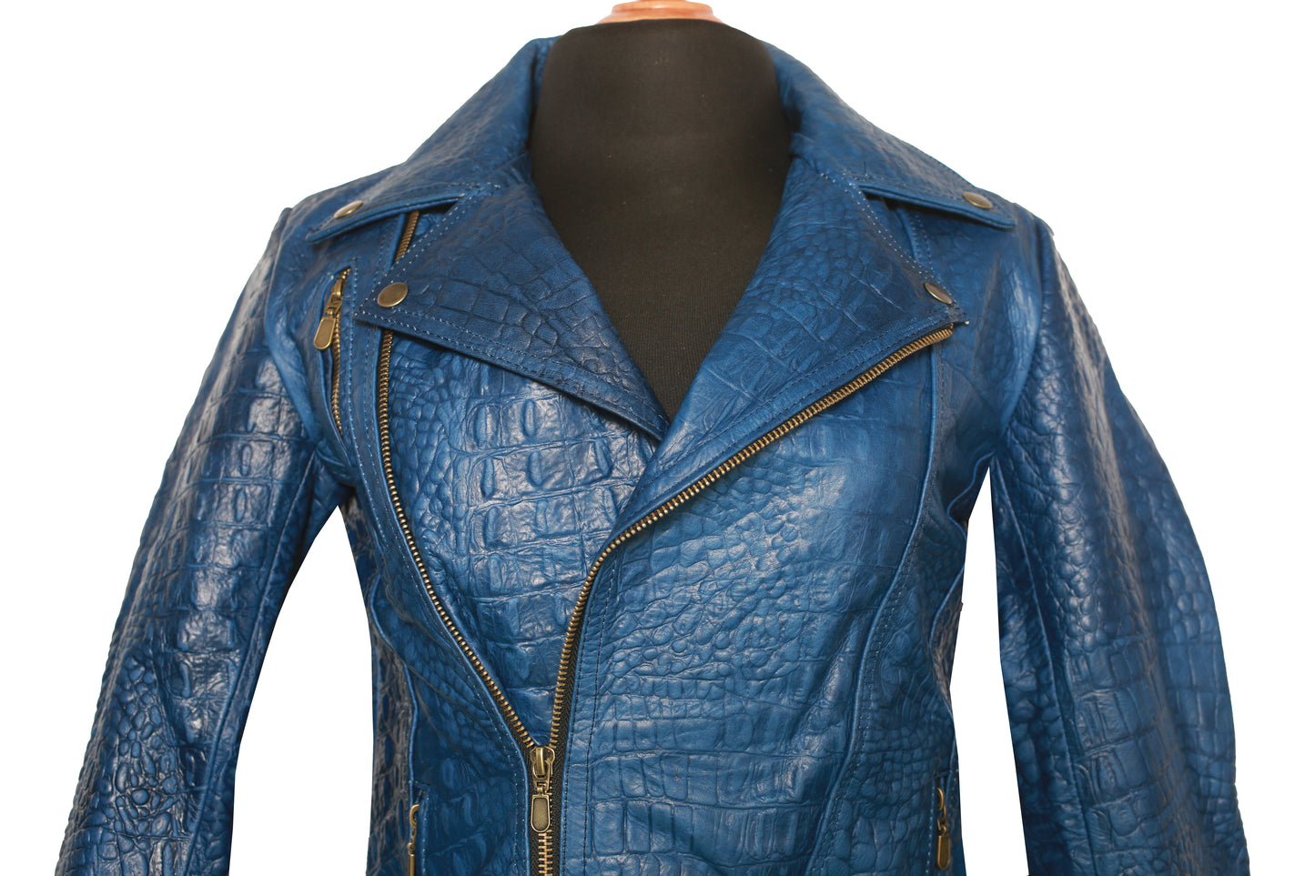 crocodile womens Embossed Leather Jacket