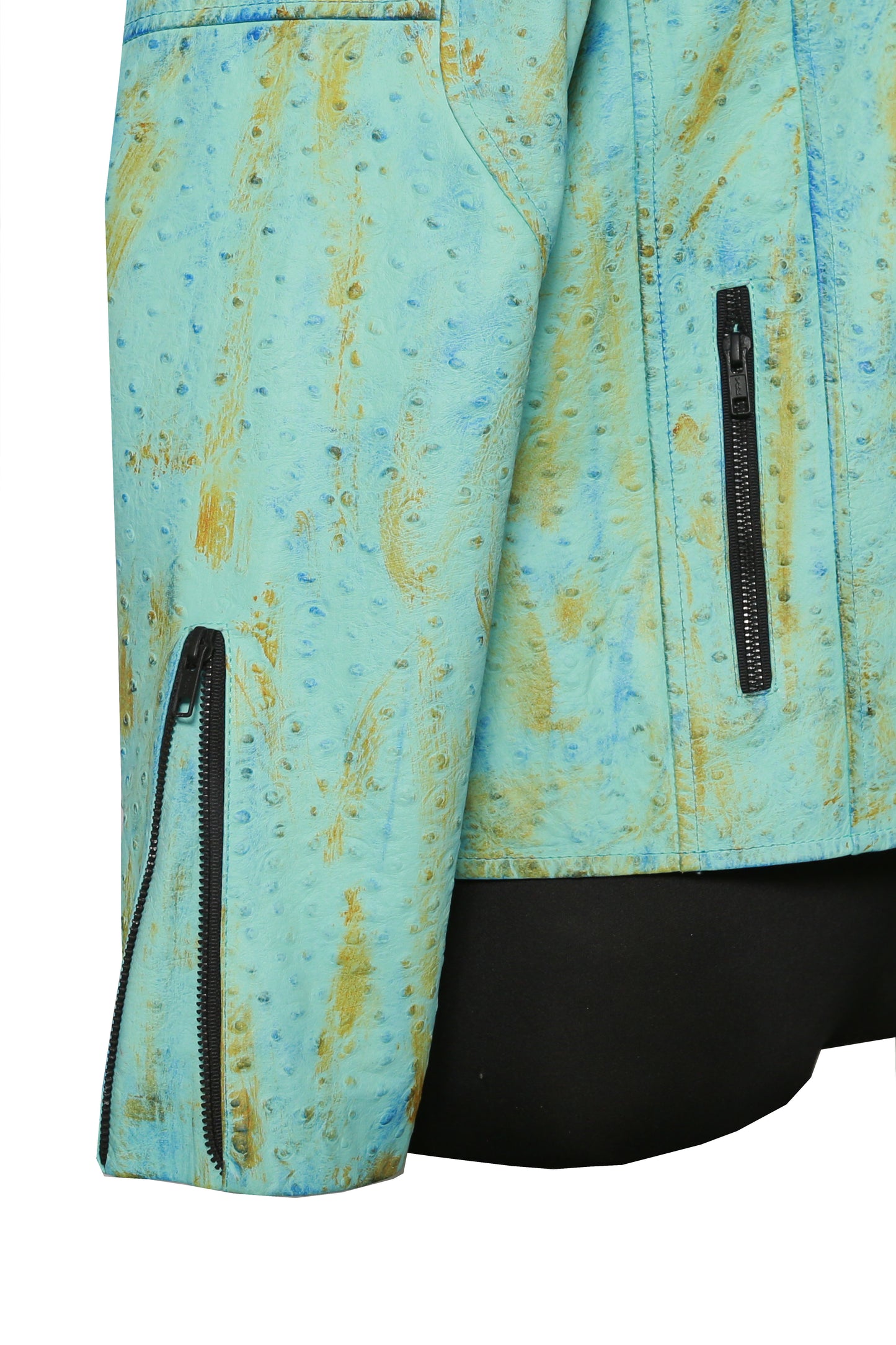 mens Aqua Sky Ostrich Leather Jacket new york