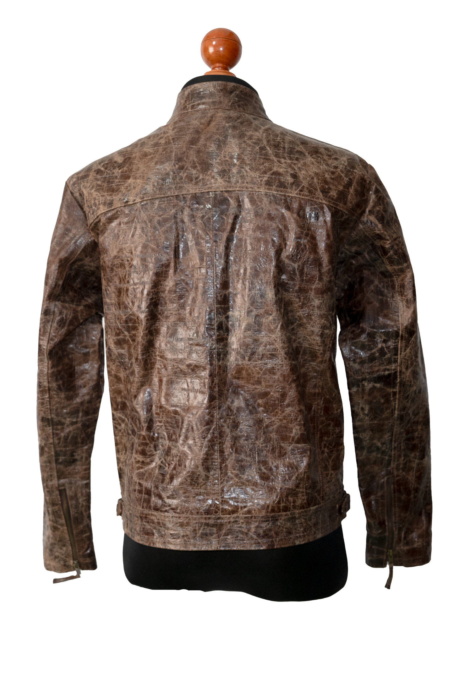 mens Burnished Effect Leather Rider Jacket – Gloss Brown california