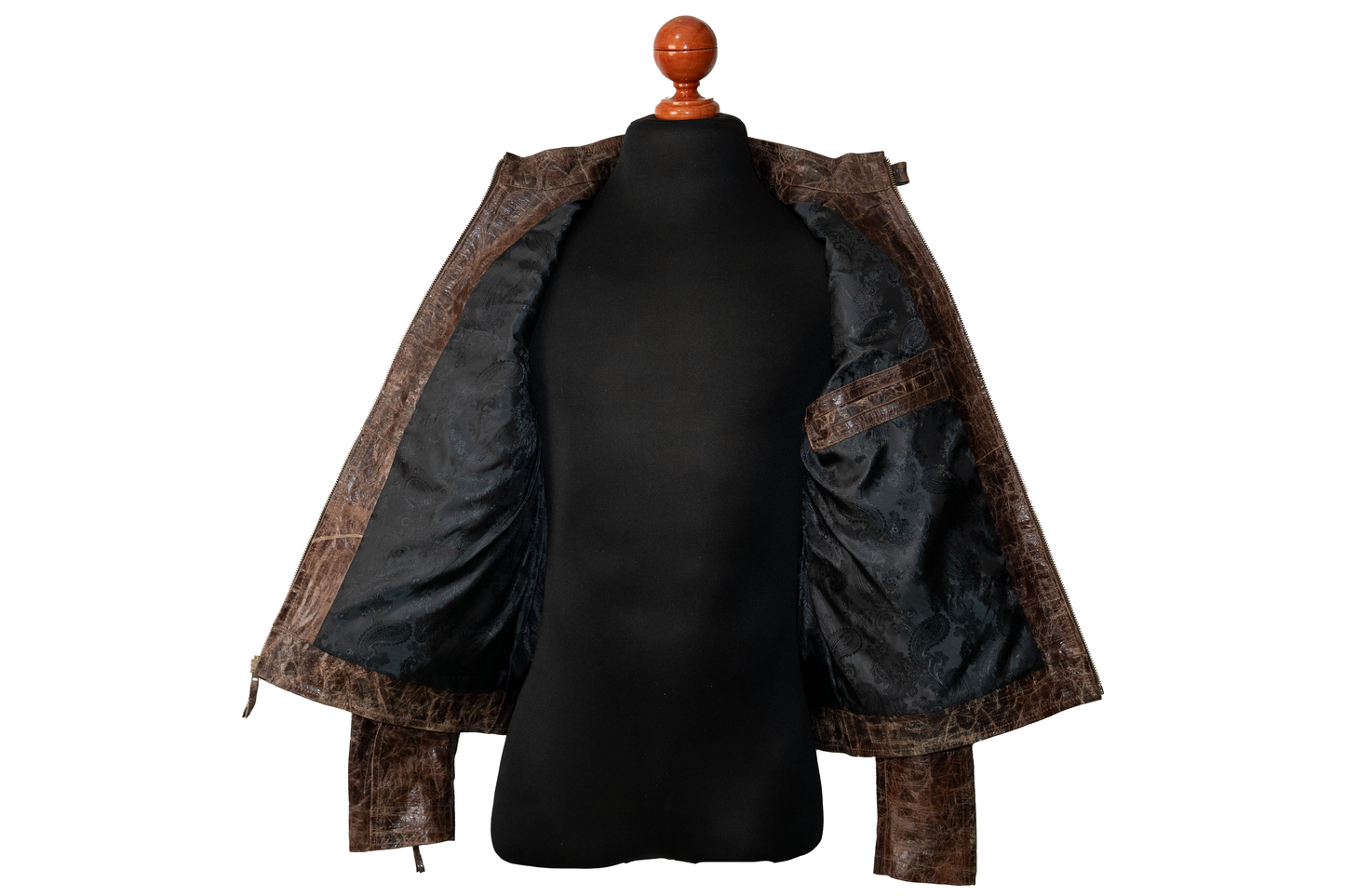mens Burnished Effect Leather Rider Jacket – Gloss Brown houston