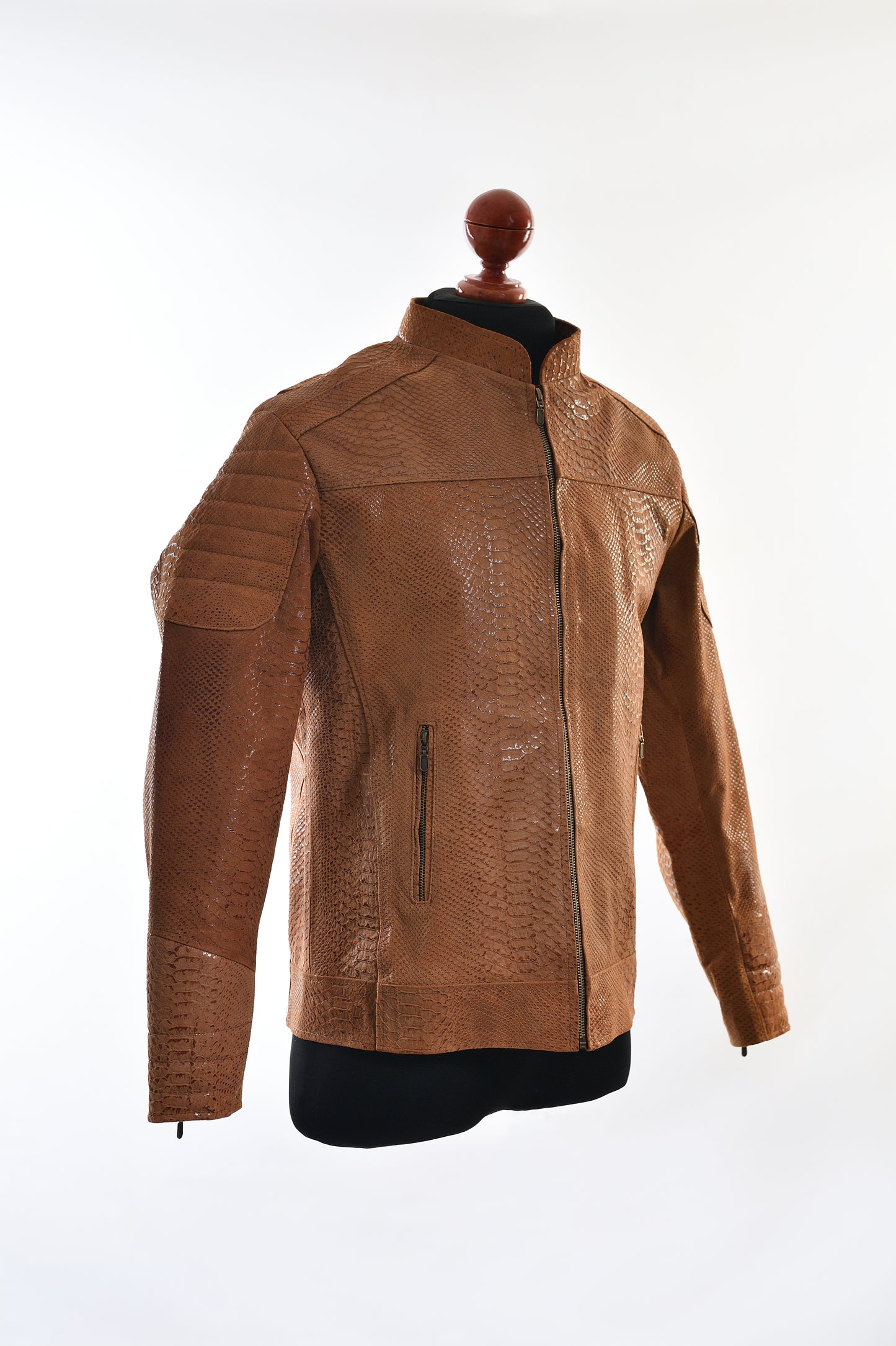 mens Cognac Reptile Leather Jacket – Python-Embossed online