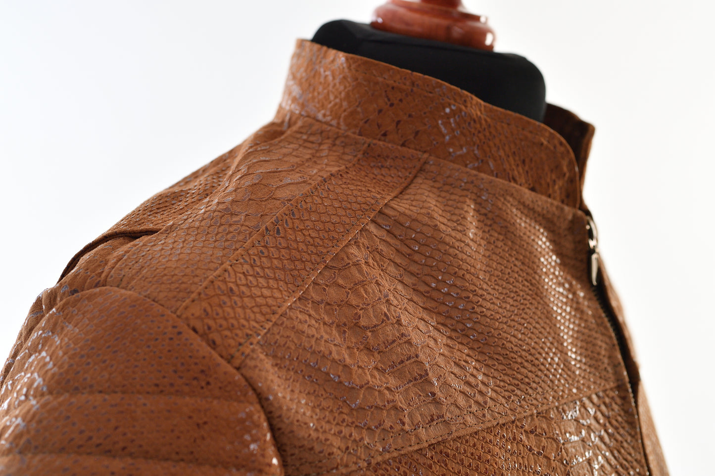 mens Cognac Reptile Leather Jacket – Python-Embossed san francisco