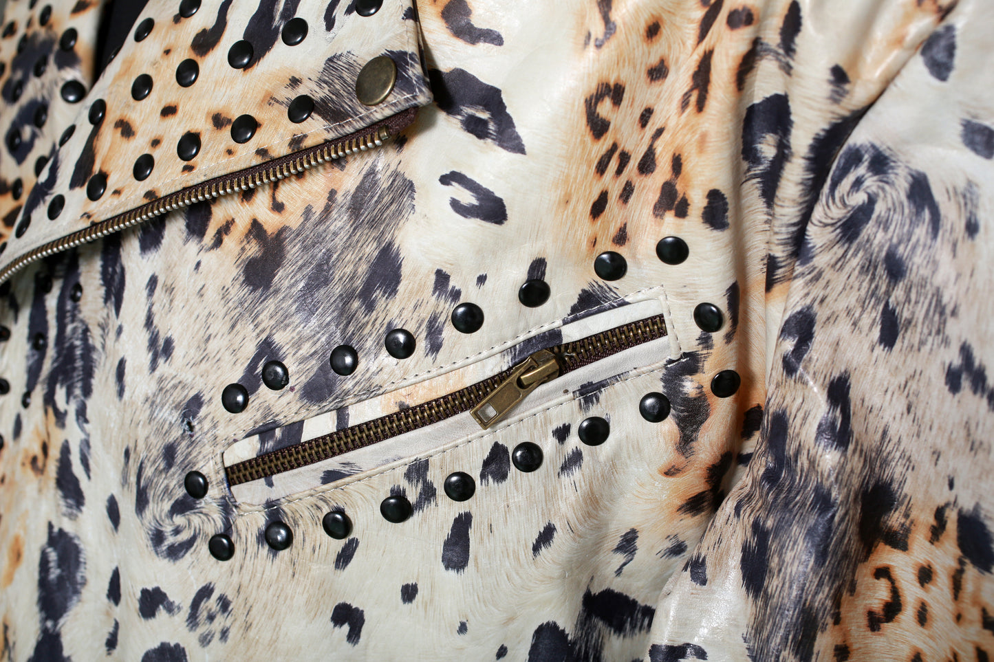 mens Distinctive Leopard-Pattern Leather Jacket Italian houston