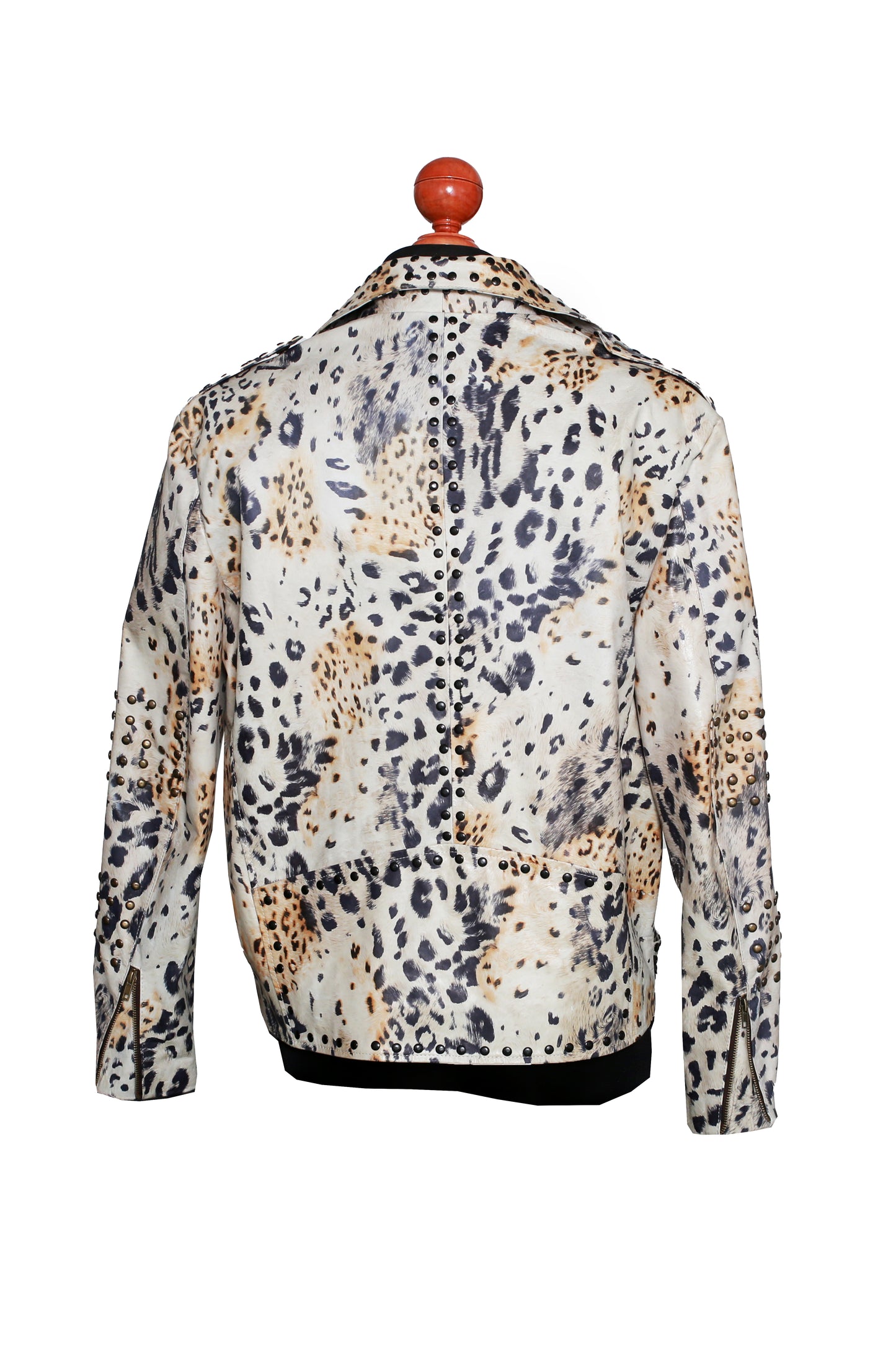 mens Distinctive Leopard-Pattern Leather Jacket Italian los angeles