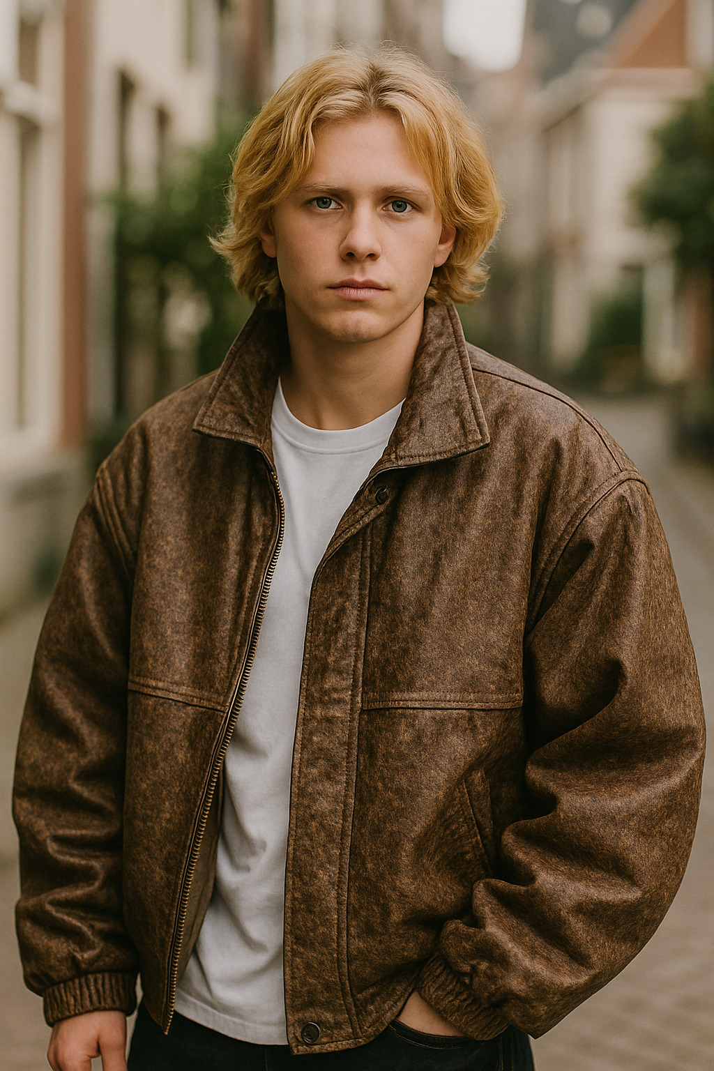 mens Distressed Antique Brown Leather Jacket – Vintage Oversized Bomber Style lubbock