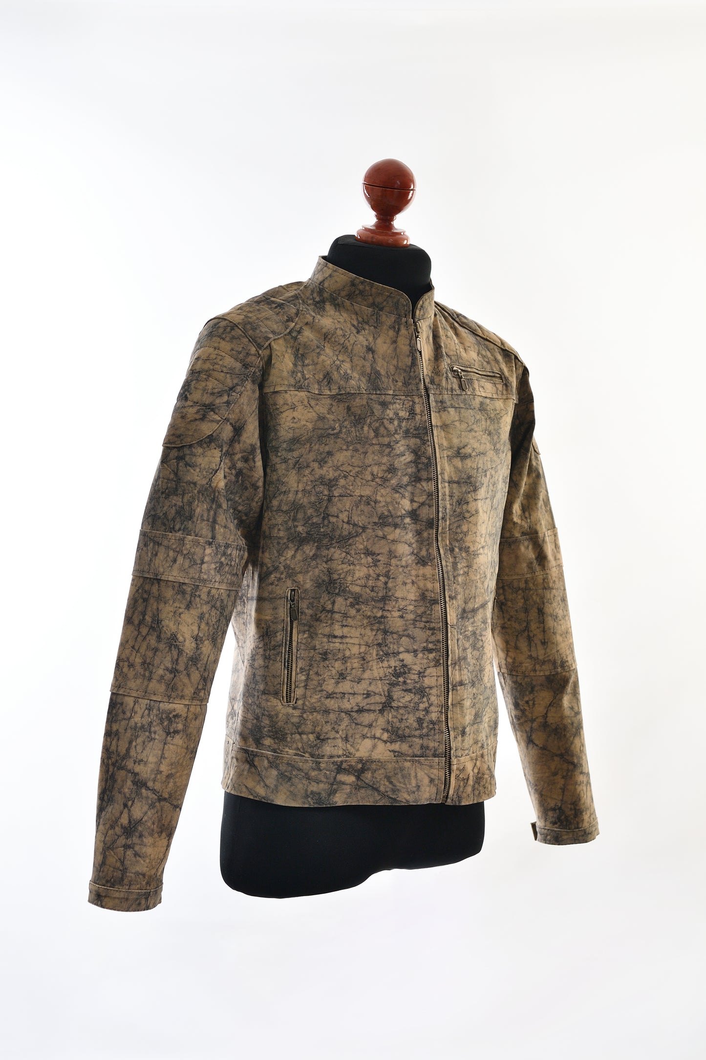 mens Earth-Tone Marbled Leather Jacket