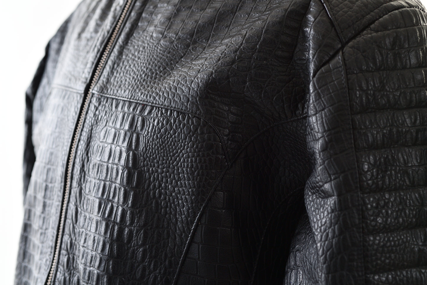 mens Midnight Croc Leather Jacket – Sleek Black with High-Gloss Exotic new york