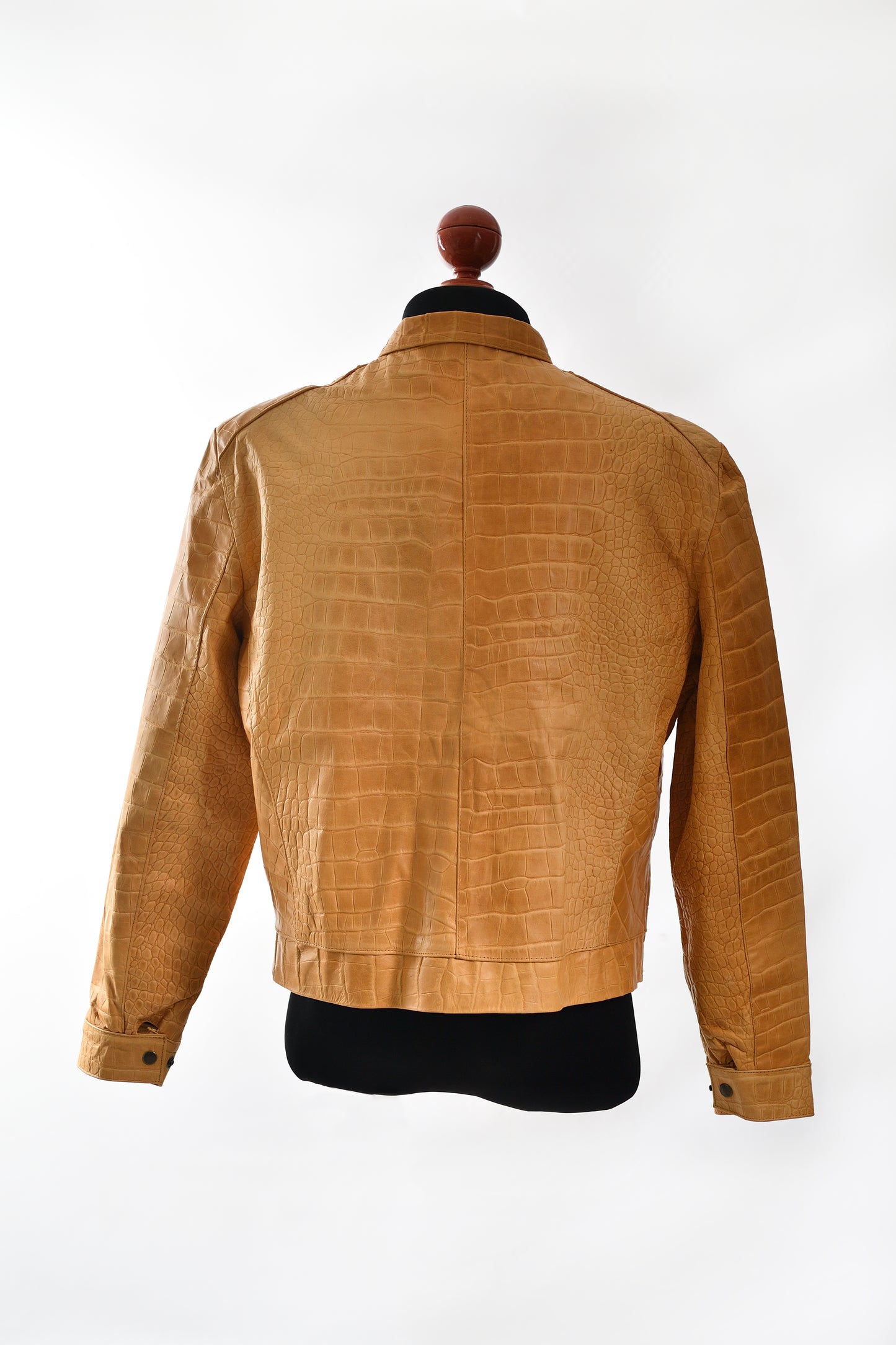 mens Sand Crocodile-Embossed Leather Jacket california