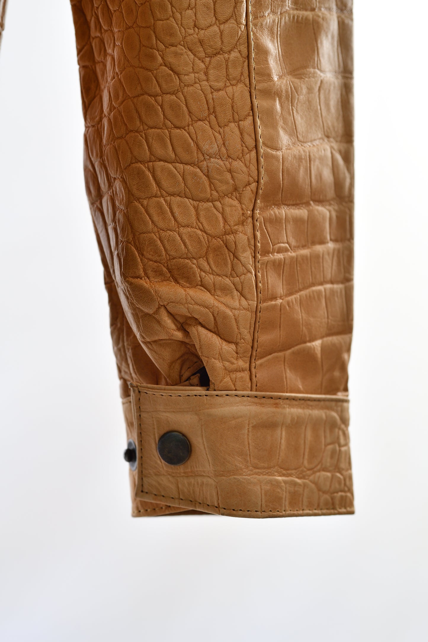 mens Sand Crocodile-Embossed Leather Jacket new york