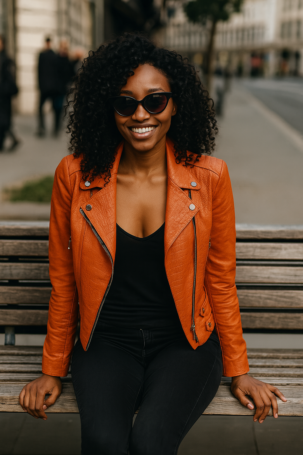 women Crocodile-Embossed Leather Jacket in Burnt Orange san diego
