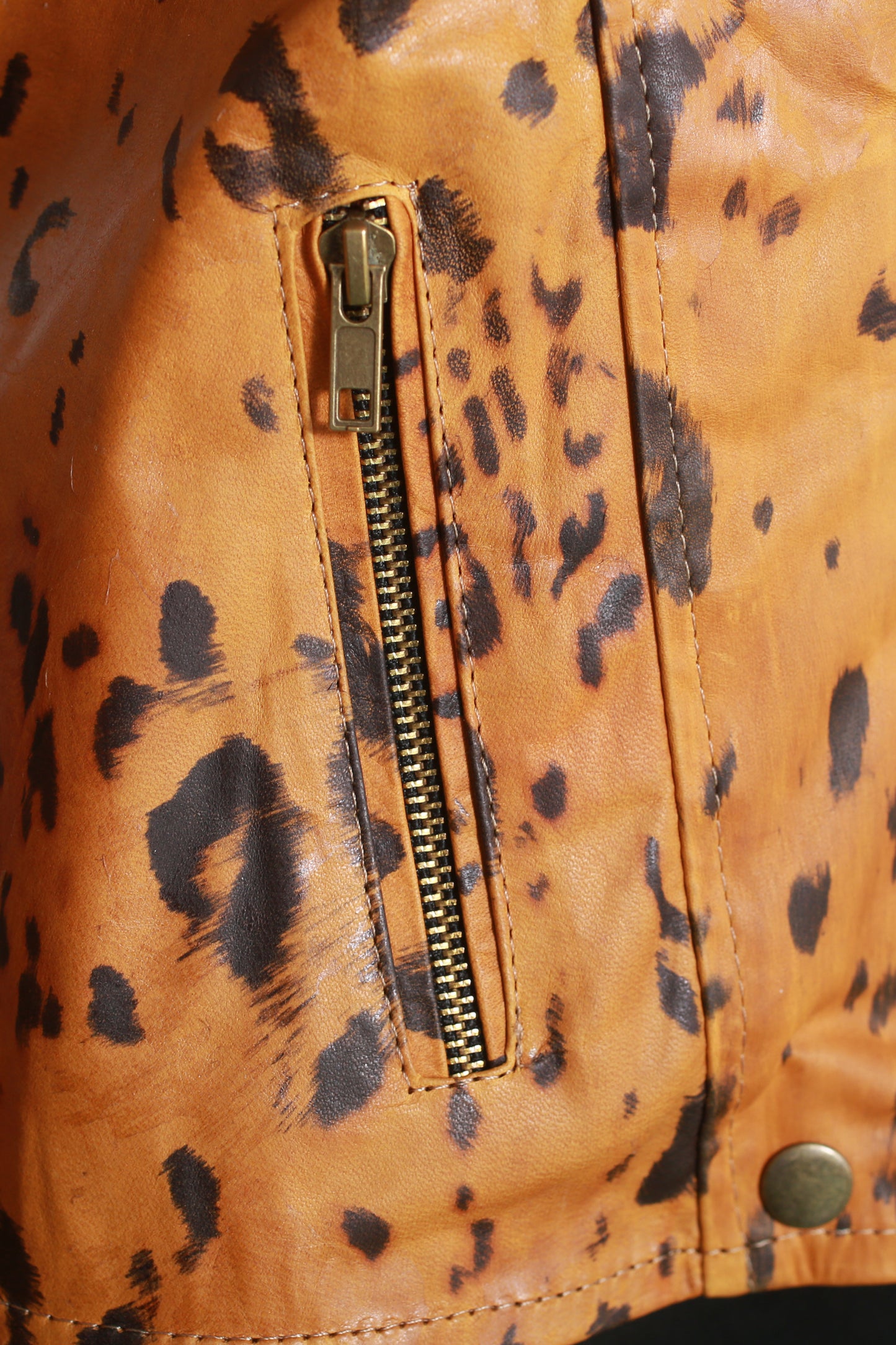 womens Canyon Leopard Leather Moto Jacket – Wild Amber Animal Print los angeles