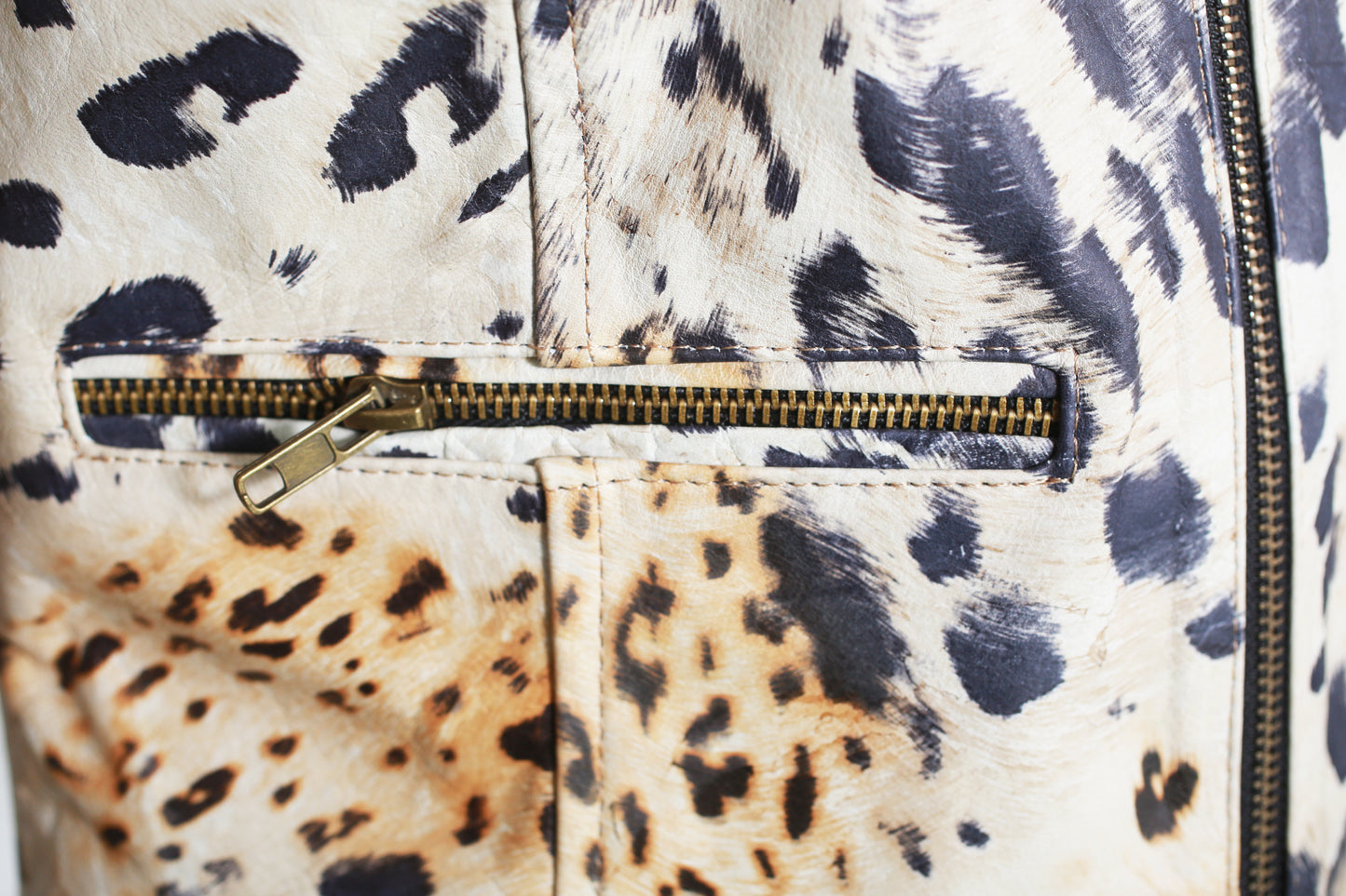 womens Cheetah Chic Zip-Up Leather Jacket houston