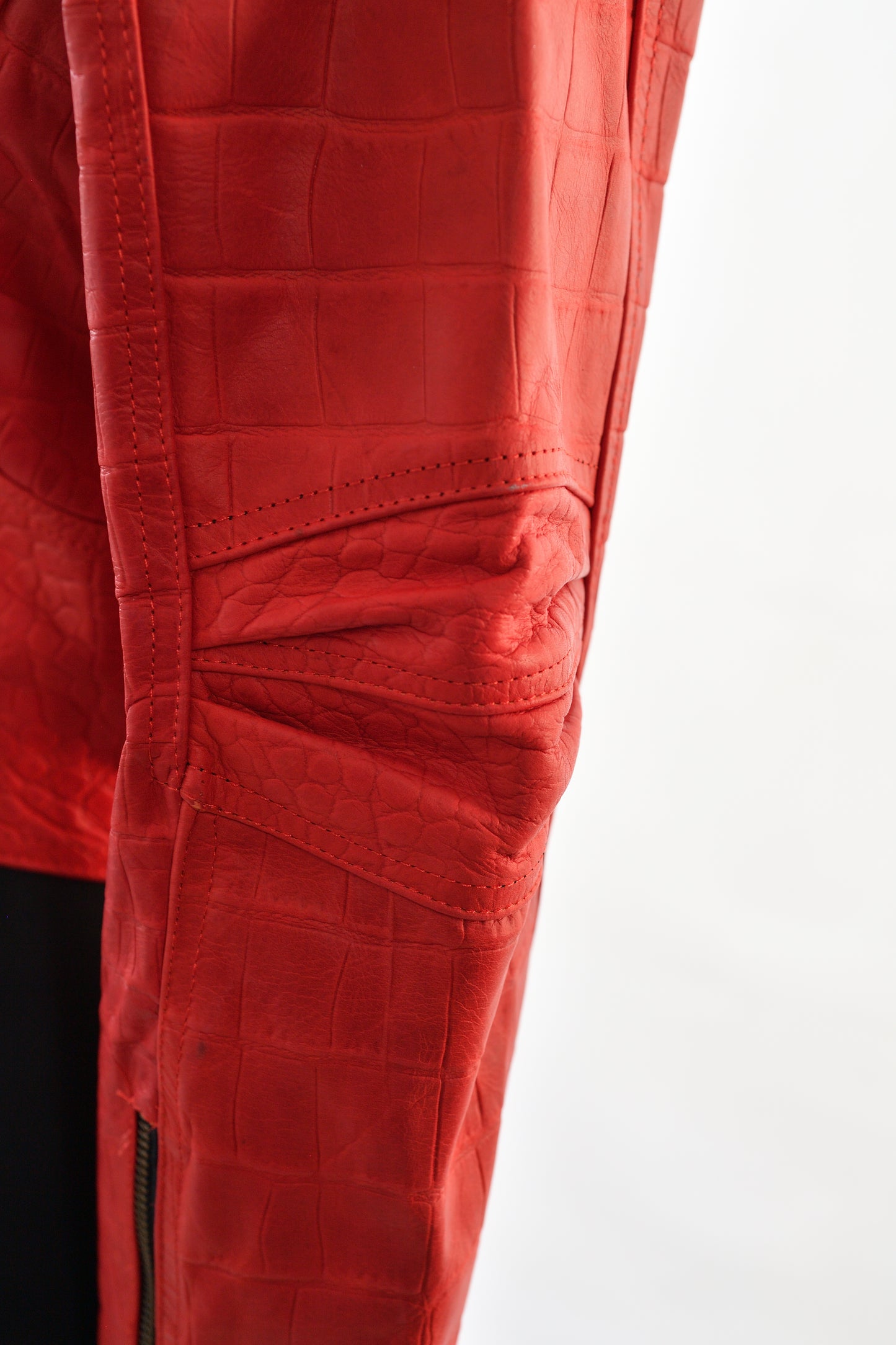 womens Crocodile Effect Moto Jacket in Vibrant Red houston