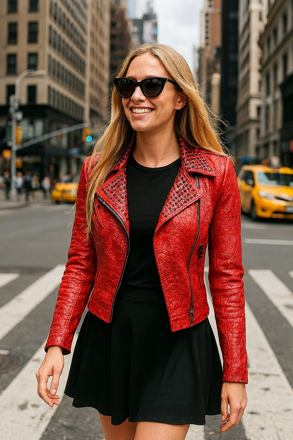 womens Crocodile Leather Jacket – Red Embossed Leather california