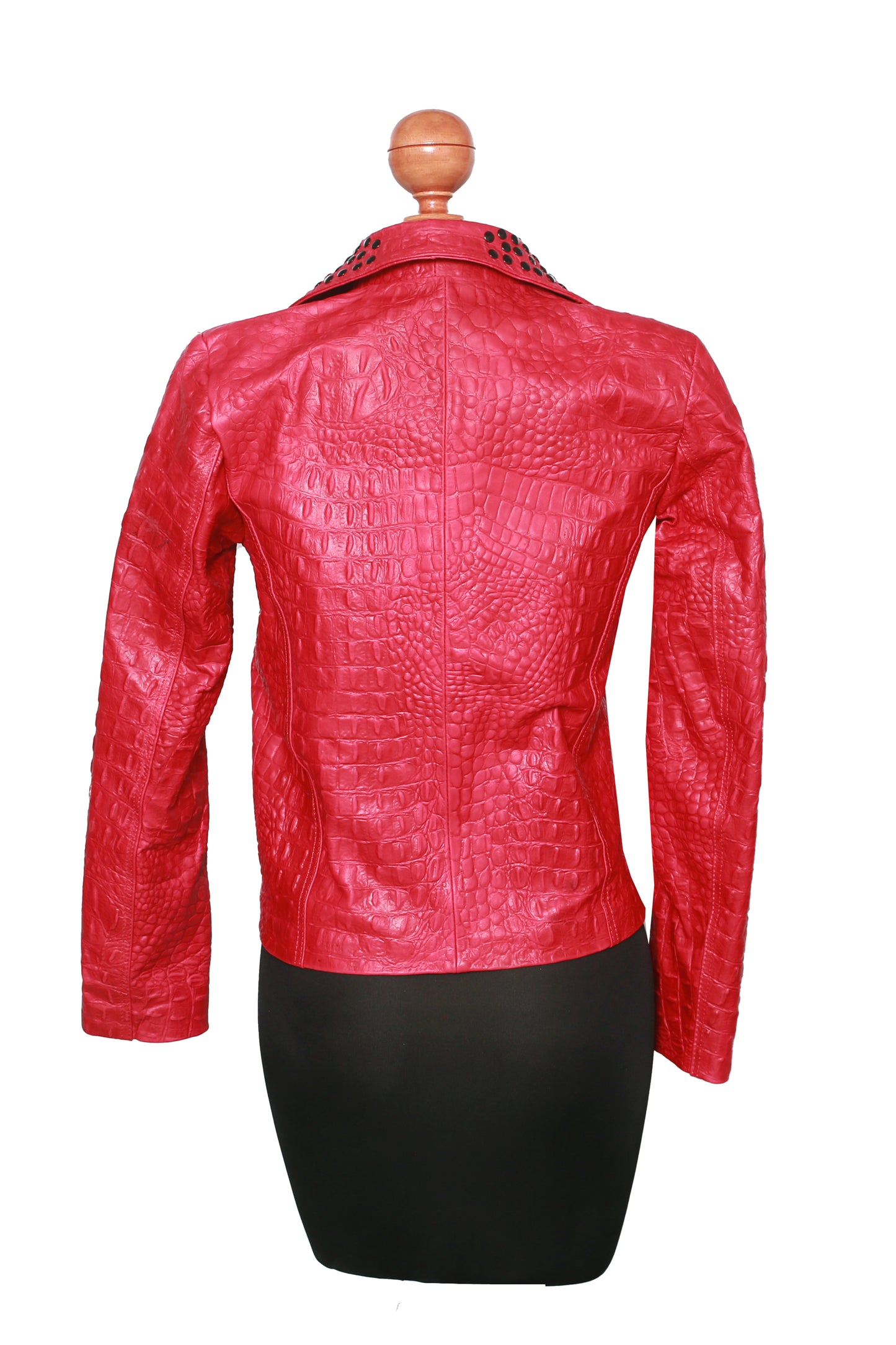 womens Crocodile Leather Jacket – Red Embossed Leather los angeles