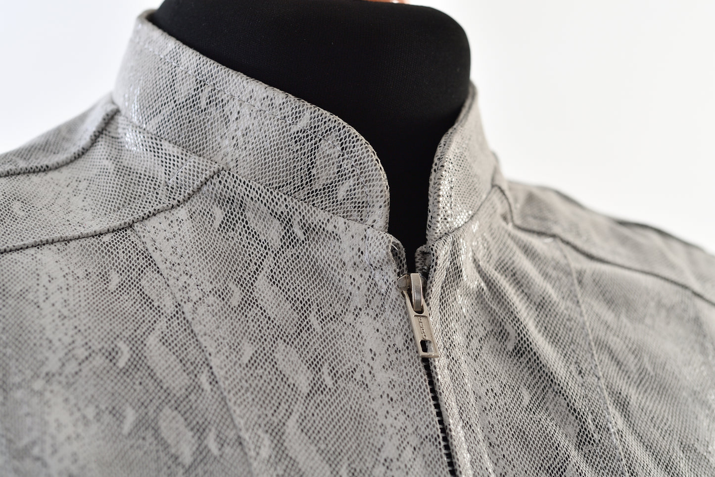 womens Light Ash Snake Leather Moto Jacket los angeles