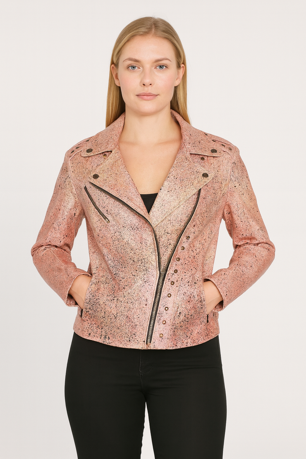womens Light Rose Biker Jacket Leather phoenix