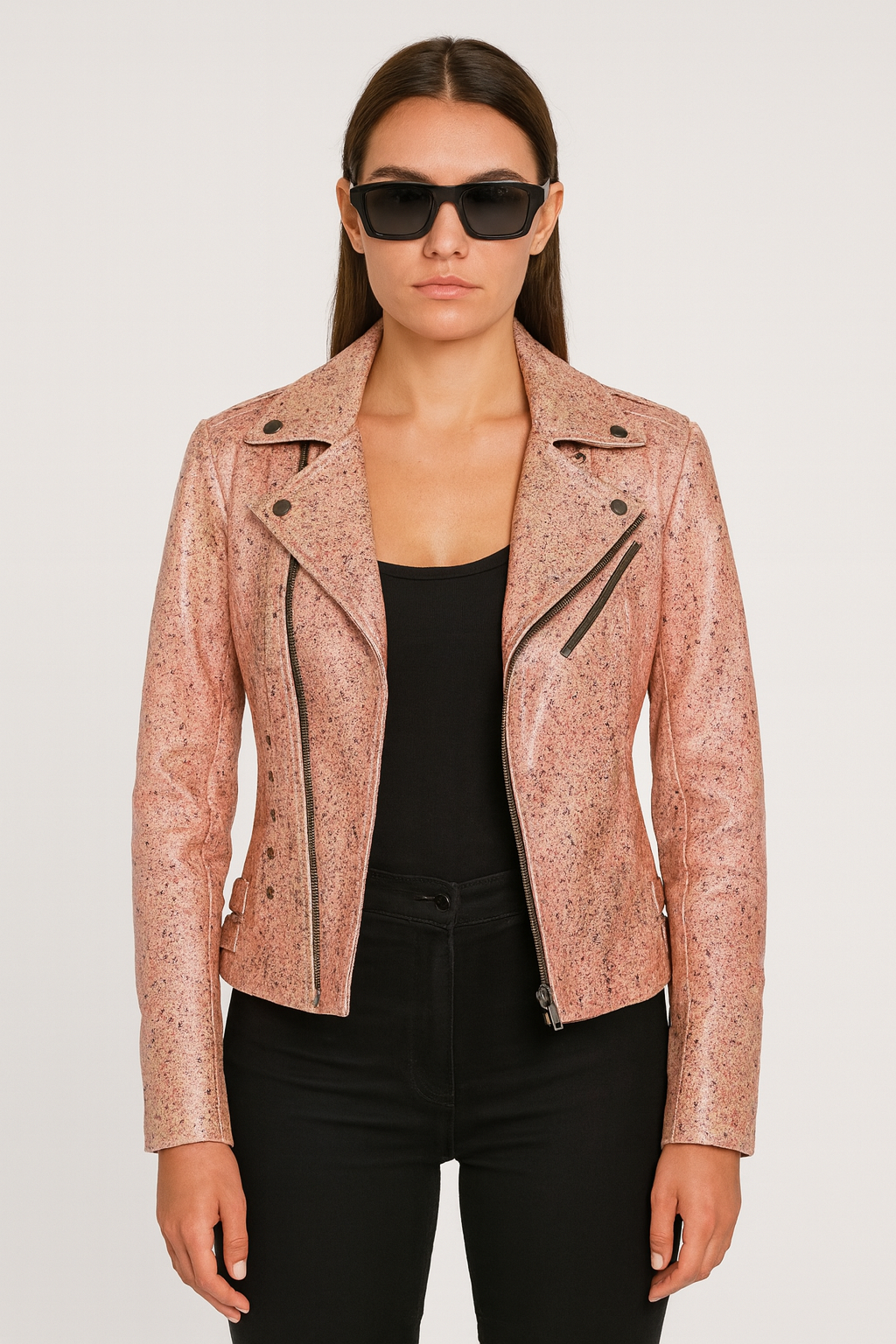 womens Light Rose Biker Jacket Leather san francisco