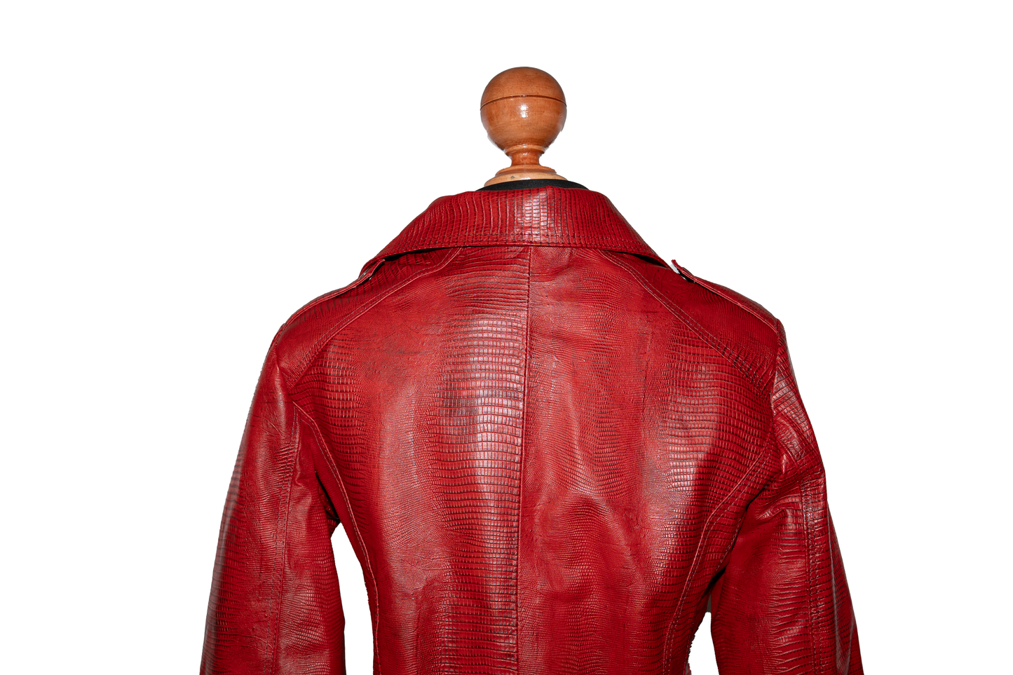 womens Lizard-Motorcycle Jacket – Red Leather with Exotic Texture california