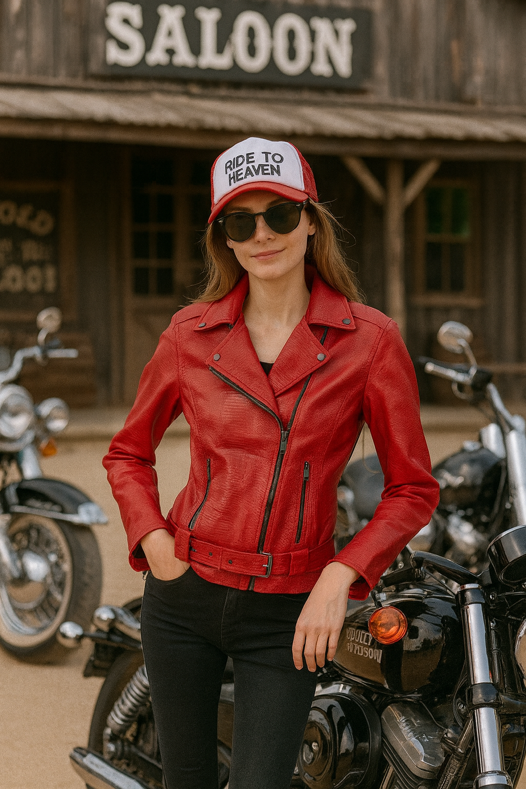 womens Lizard-Motorcycle Jacket – Red Leather with Exotic Texture miami