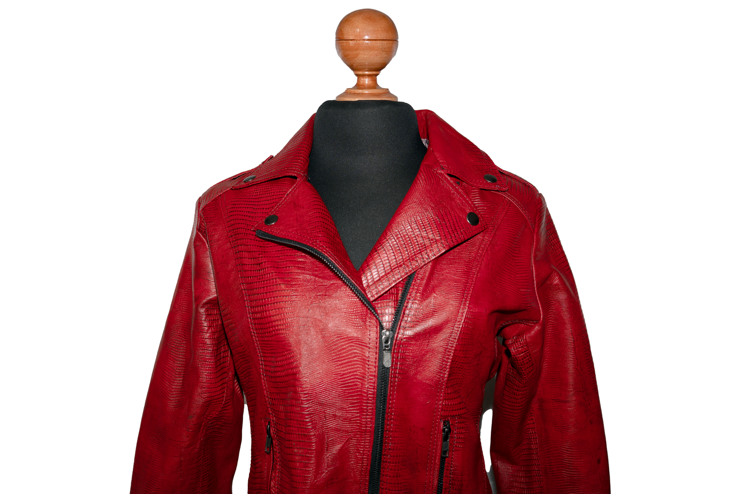 womens Lizard-Motorcycle Jacket – Red Leather with Exotic Texture new york