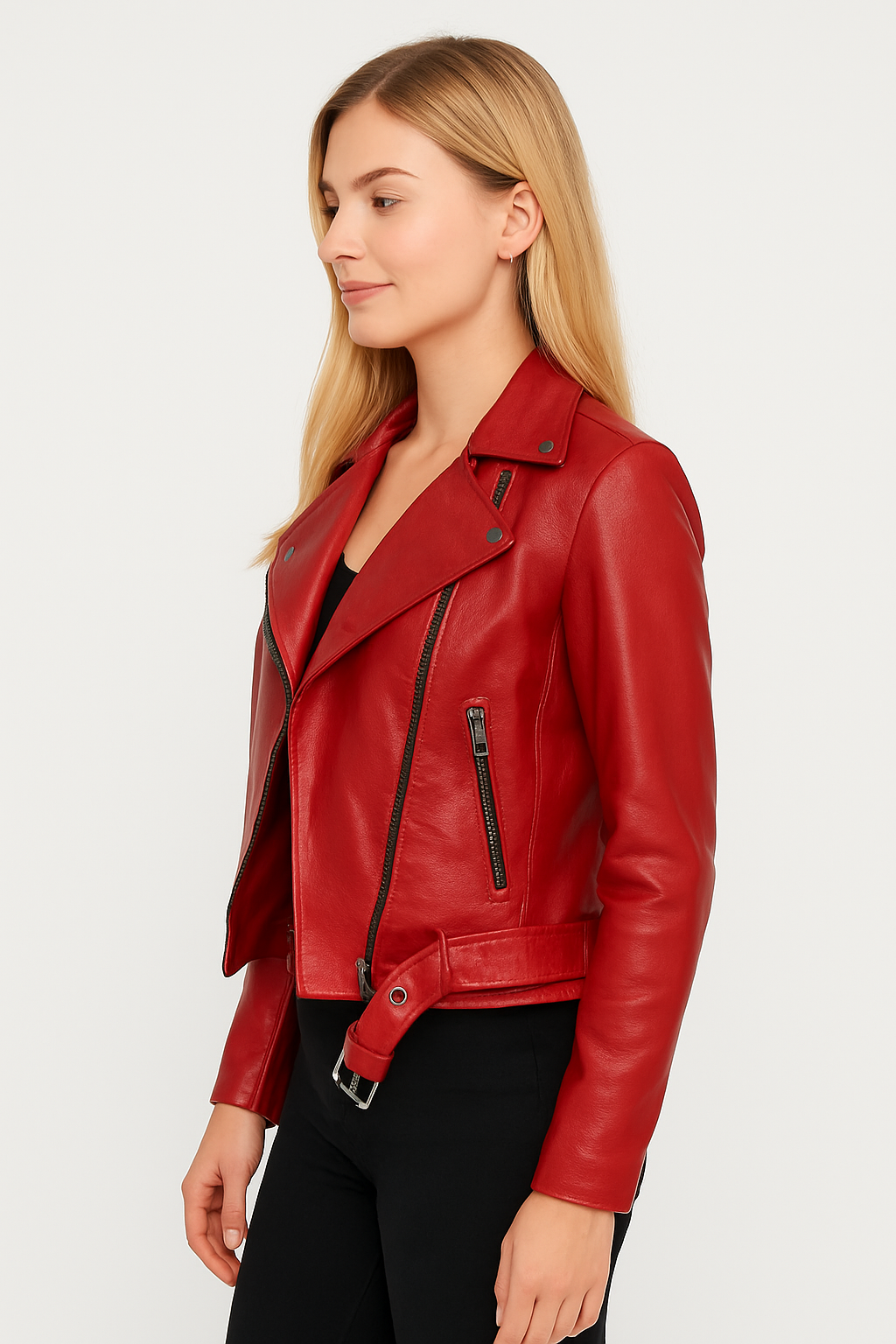 womens Lizard-Motorcycle Jacket – Red Leather with Exotic Texture san francisco